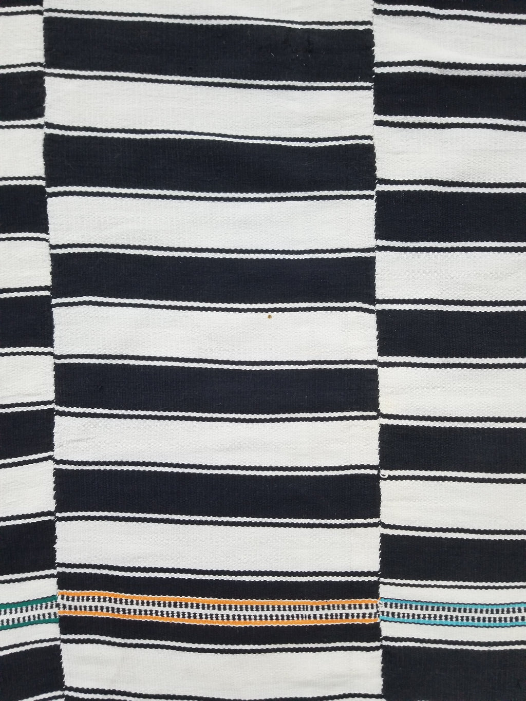 Vintage African Style Handwoven Black & White Striped Textile / Blanket 218x146c