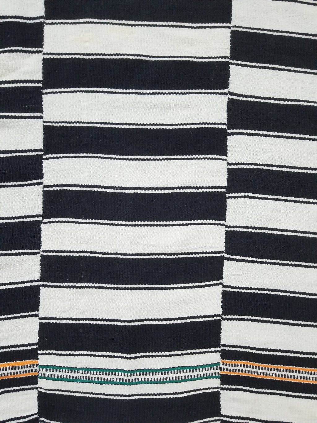 Vintage African Style Handwoven Black & White Striped Textile / Blanket 218x146c