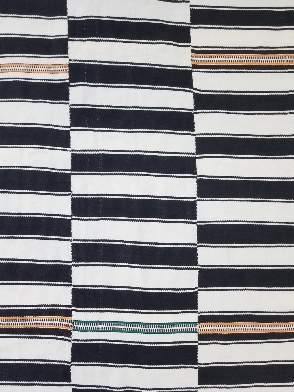 Vintage African Style Handwoven Black & White Striped Textile / Blanket 218x146c