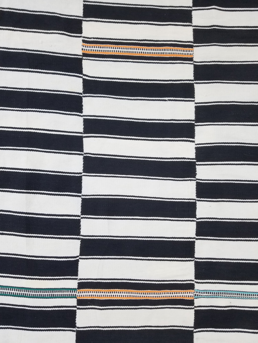 Vintage African Style Handwoven Black & White Striped Textile / Blanket 218x146c