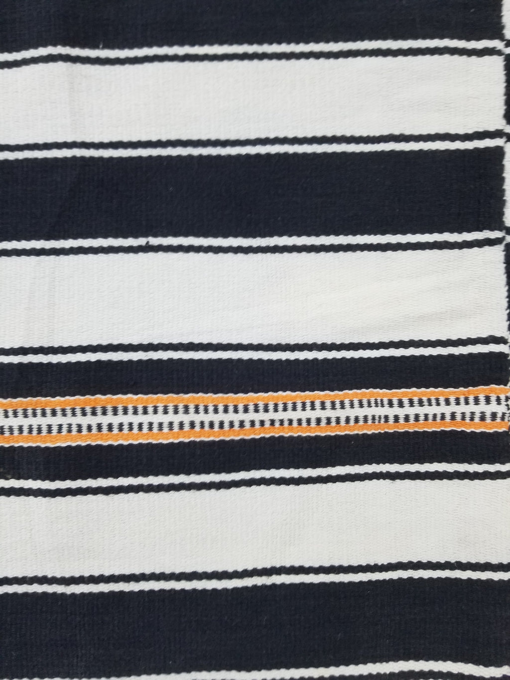 Vintage African Style Handwoven Black & White Striped Textile / Blanket 218x146c