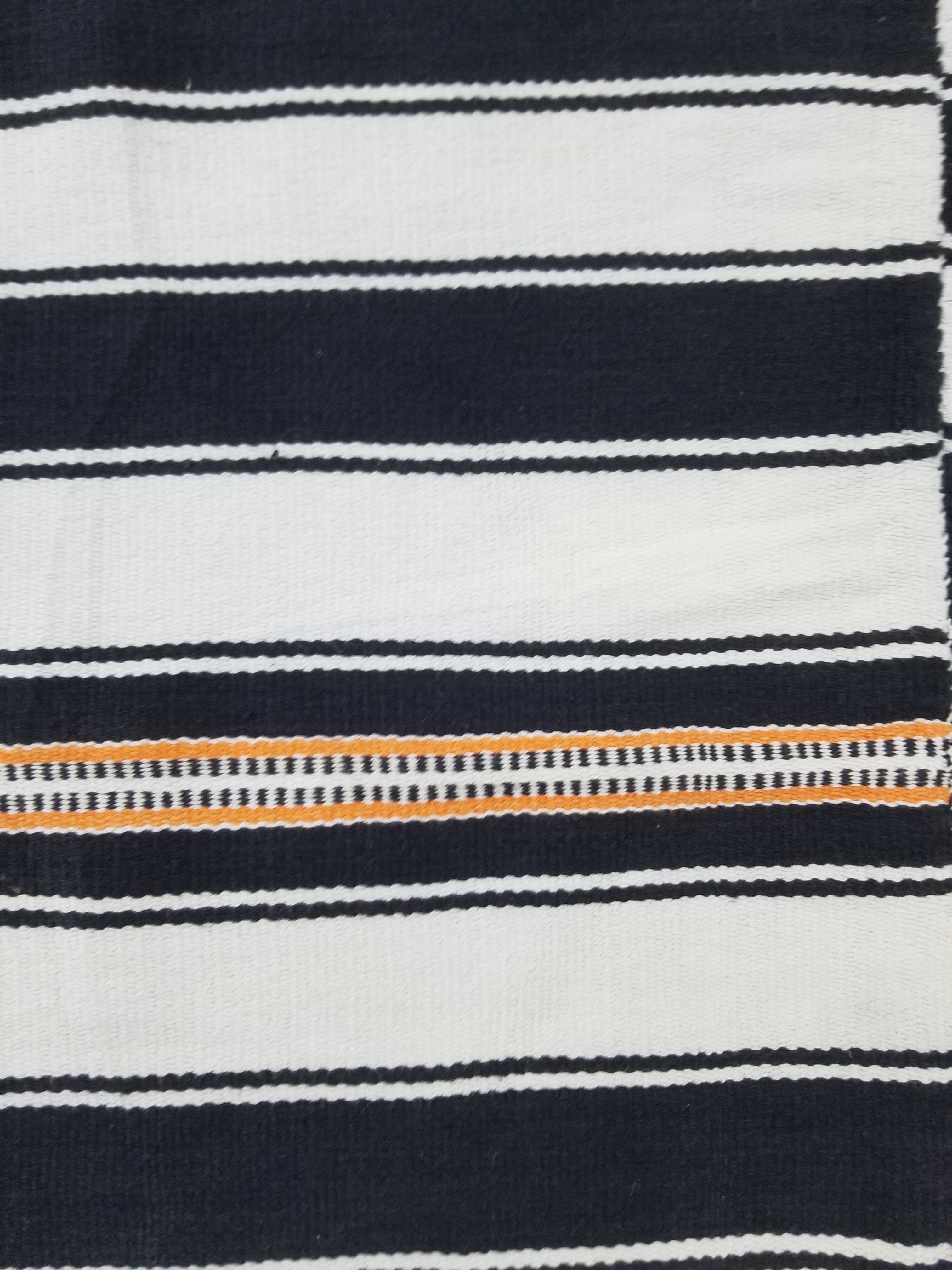 Vintage African Style Handwoven Black & White Striped Textile / Blanket 218x146c