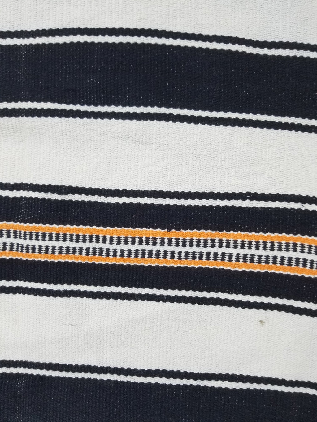Vintage African Style Handwoven Black & White Striped Textile / Blanket 218x146c