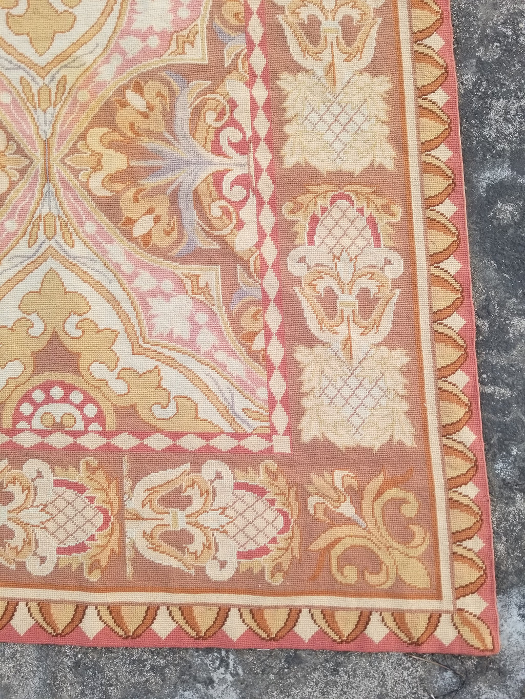 Vintage French Aubusson Style Needlepoint Floral Medallions Rug Carpet 260x176cm