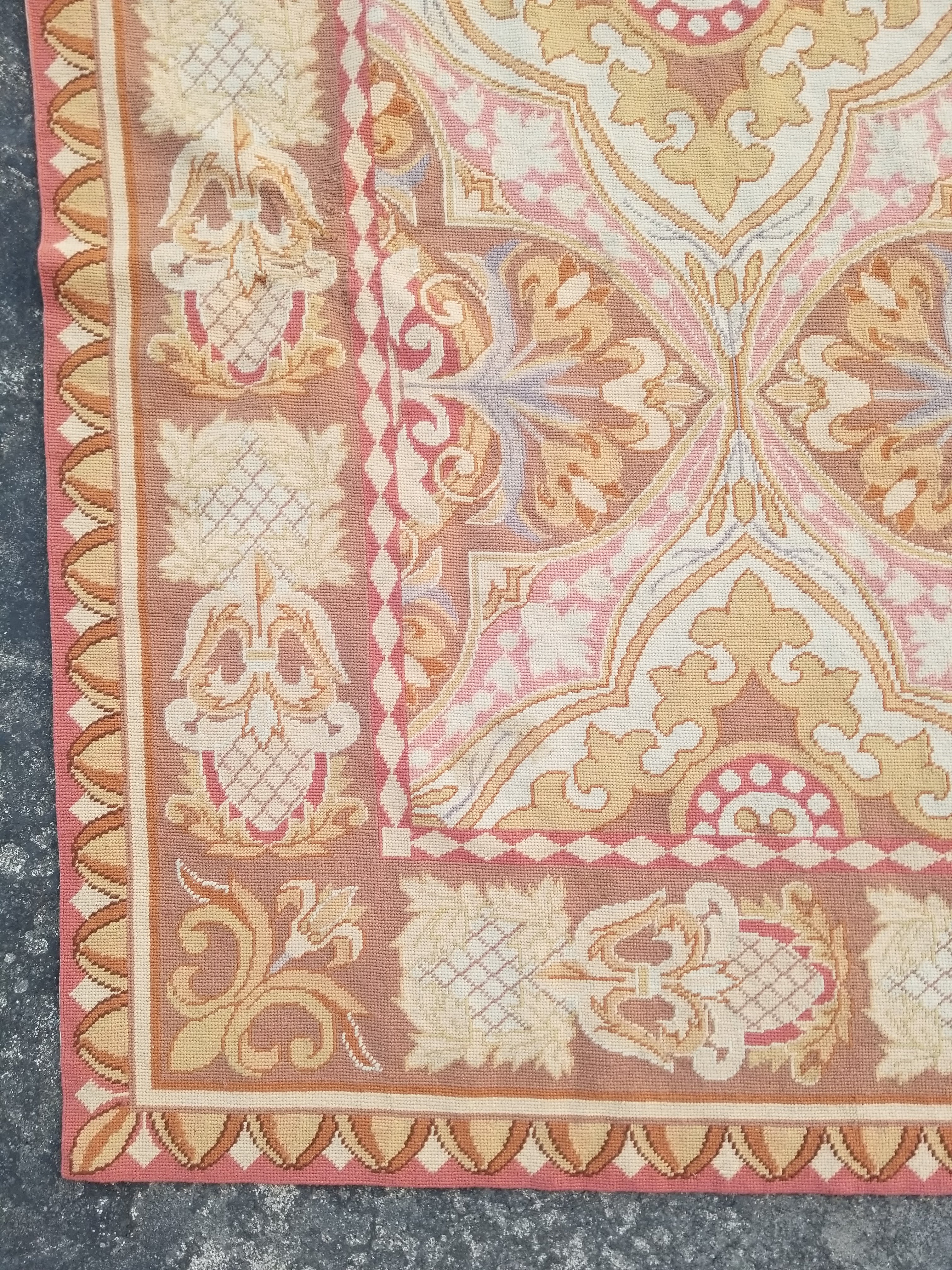 Vintage French Aubusson Style Needlepoint Floral Medallions Rug Carpet 260x176cm