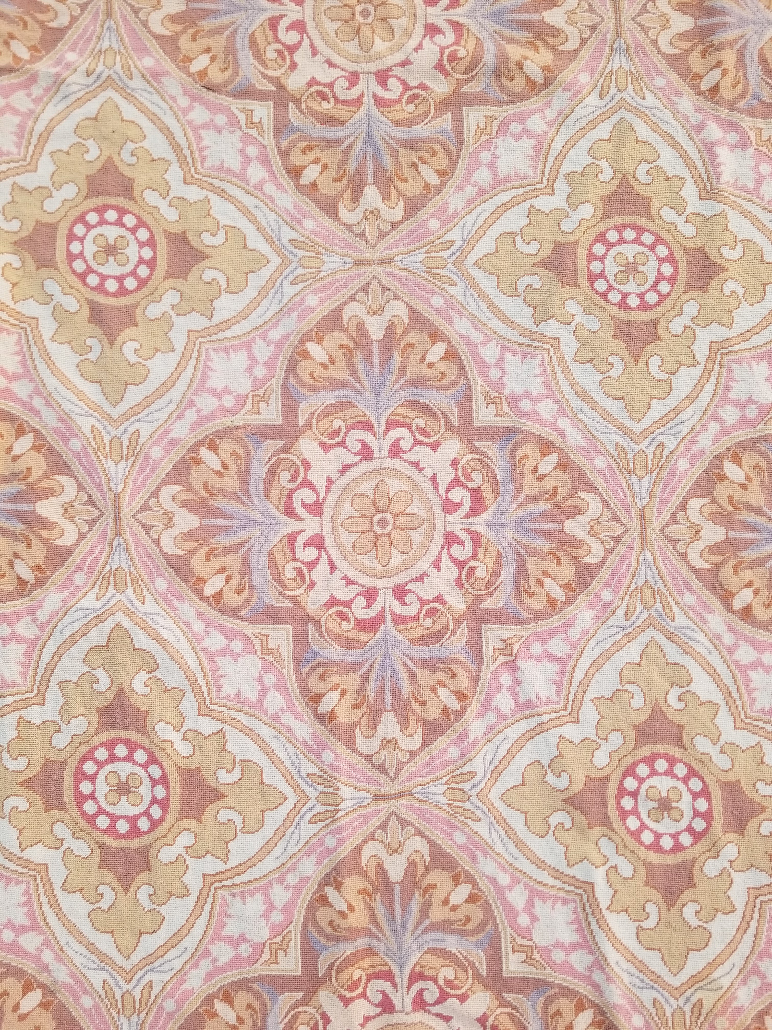 Vintage French Aubusson Style Needlepoint Floral Medallions Rug Carpet 260x176cm