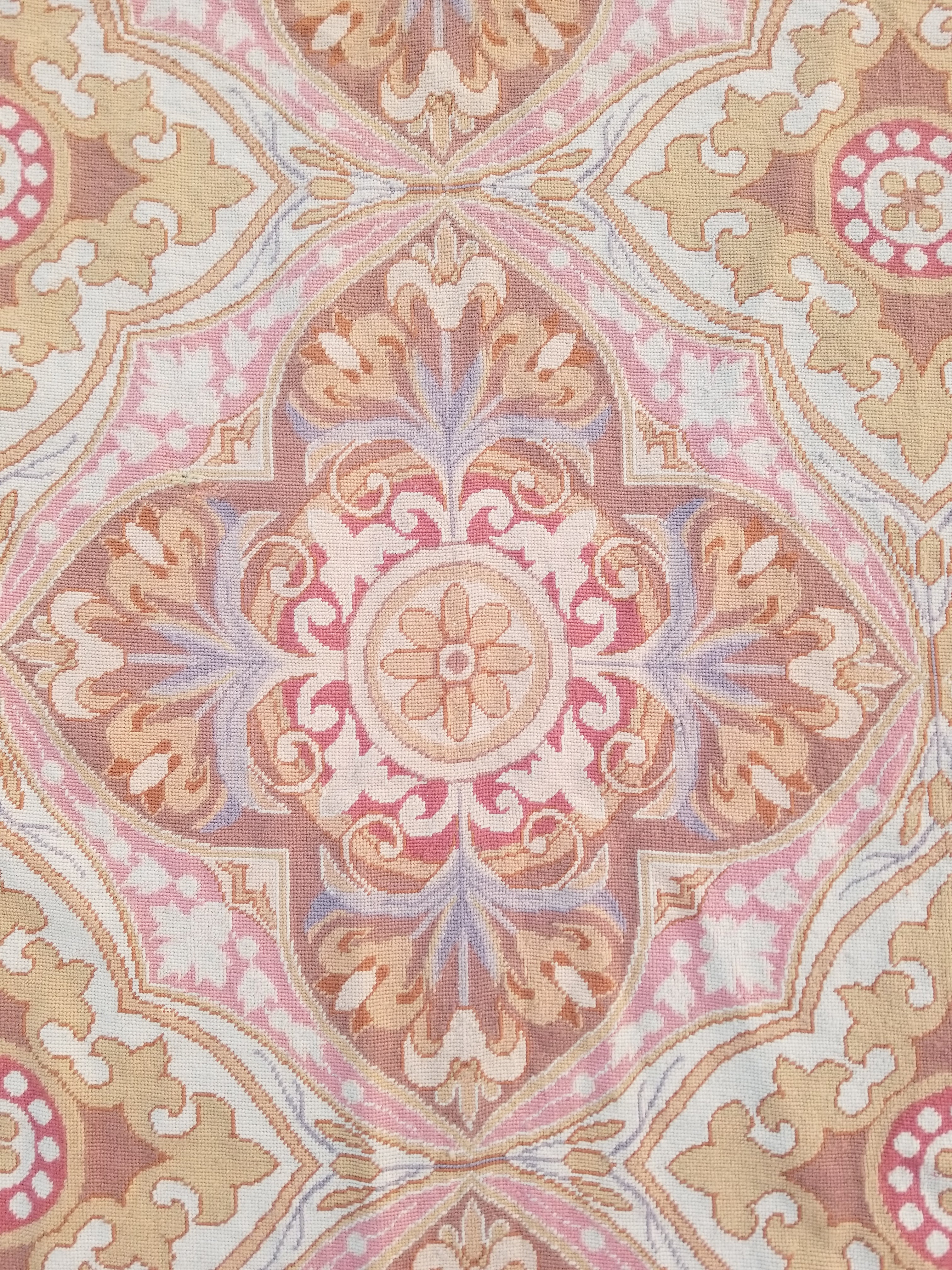 Vintage French Aubusson Style Needlepoint Floral Medallions Rug Carpet 260x176cm