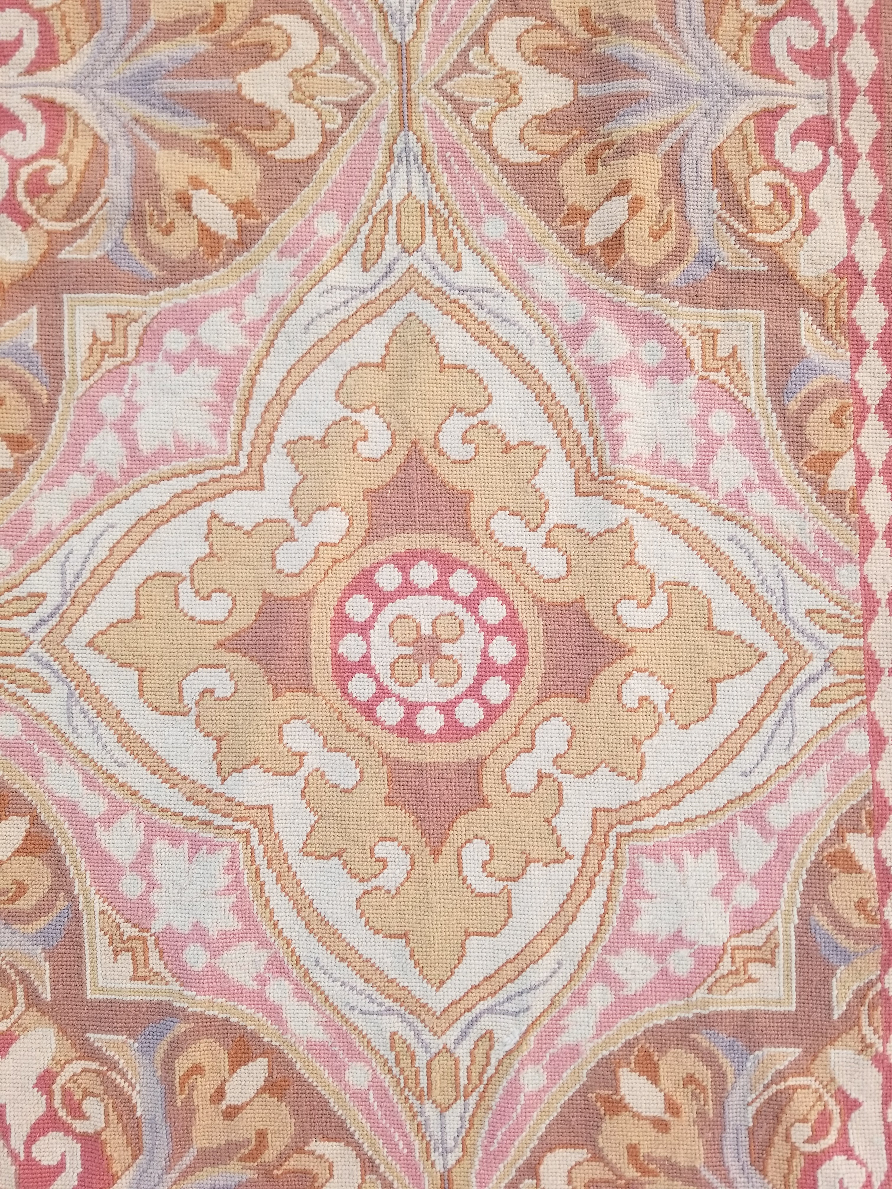 Vintage French Aubusson Style Needlepoint Floral Medallions Rug Carpet 260x176cm