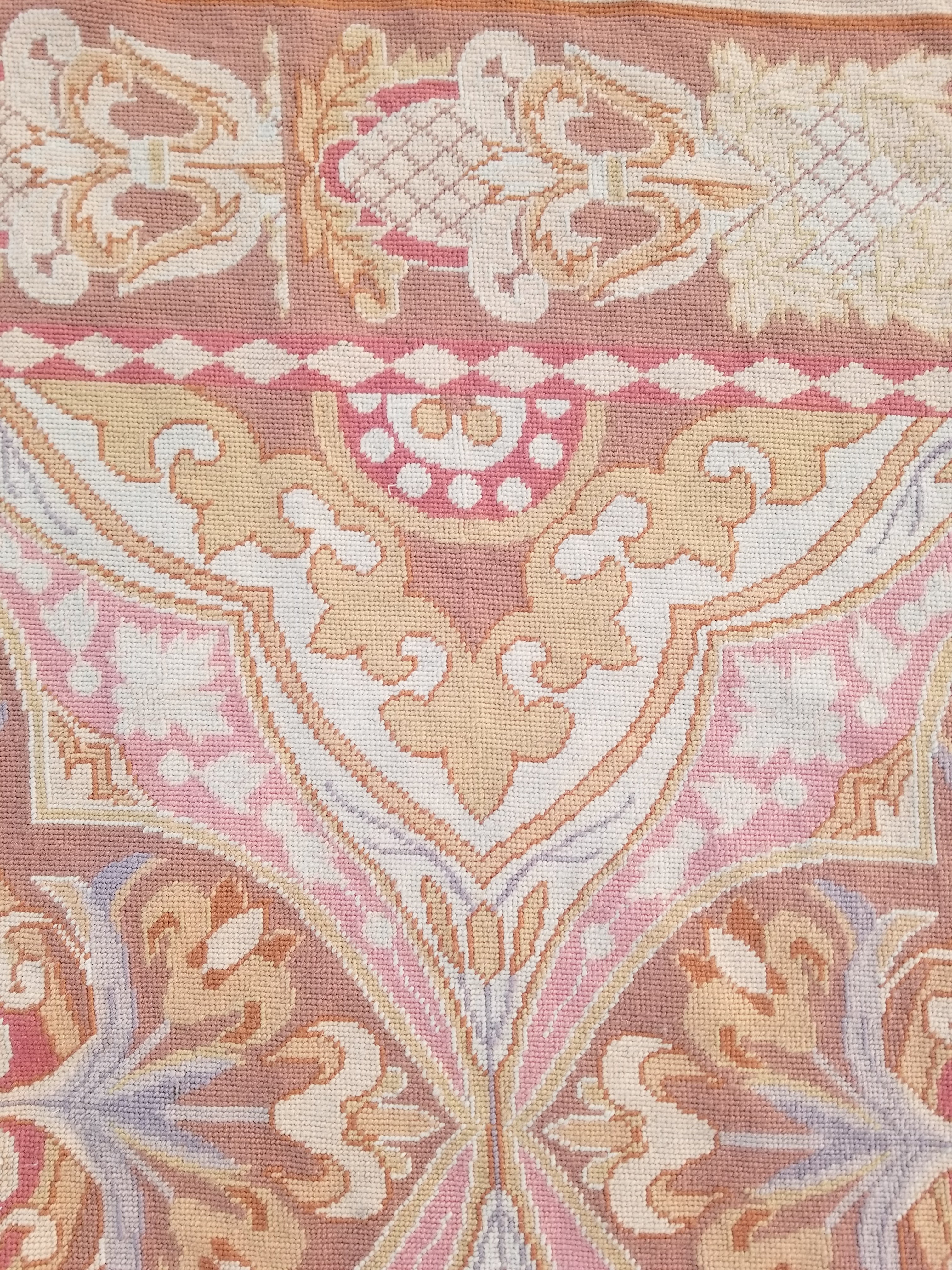 Vintage French Aubusson Style Needlepoint Floral Medallions Rug Carpet 260x176cm