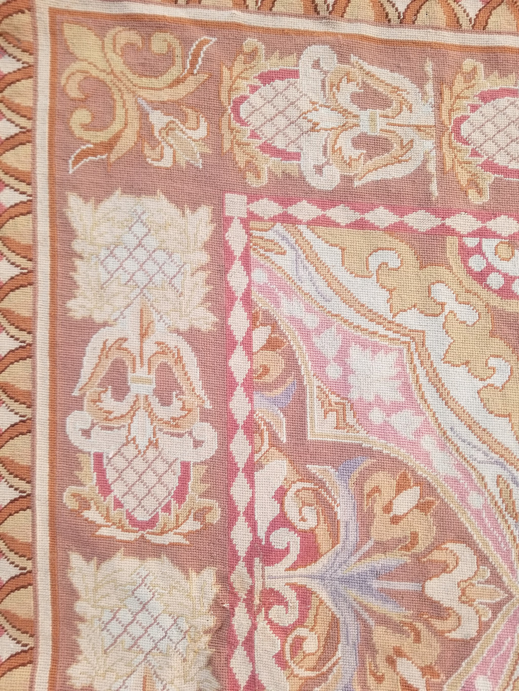 Vintage French Aubusson Style Needlepoint Floral Medallions Rug Carpet 260x176cm
