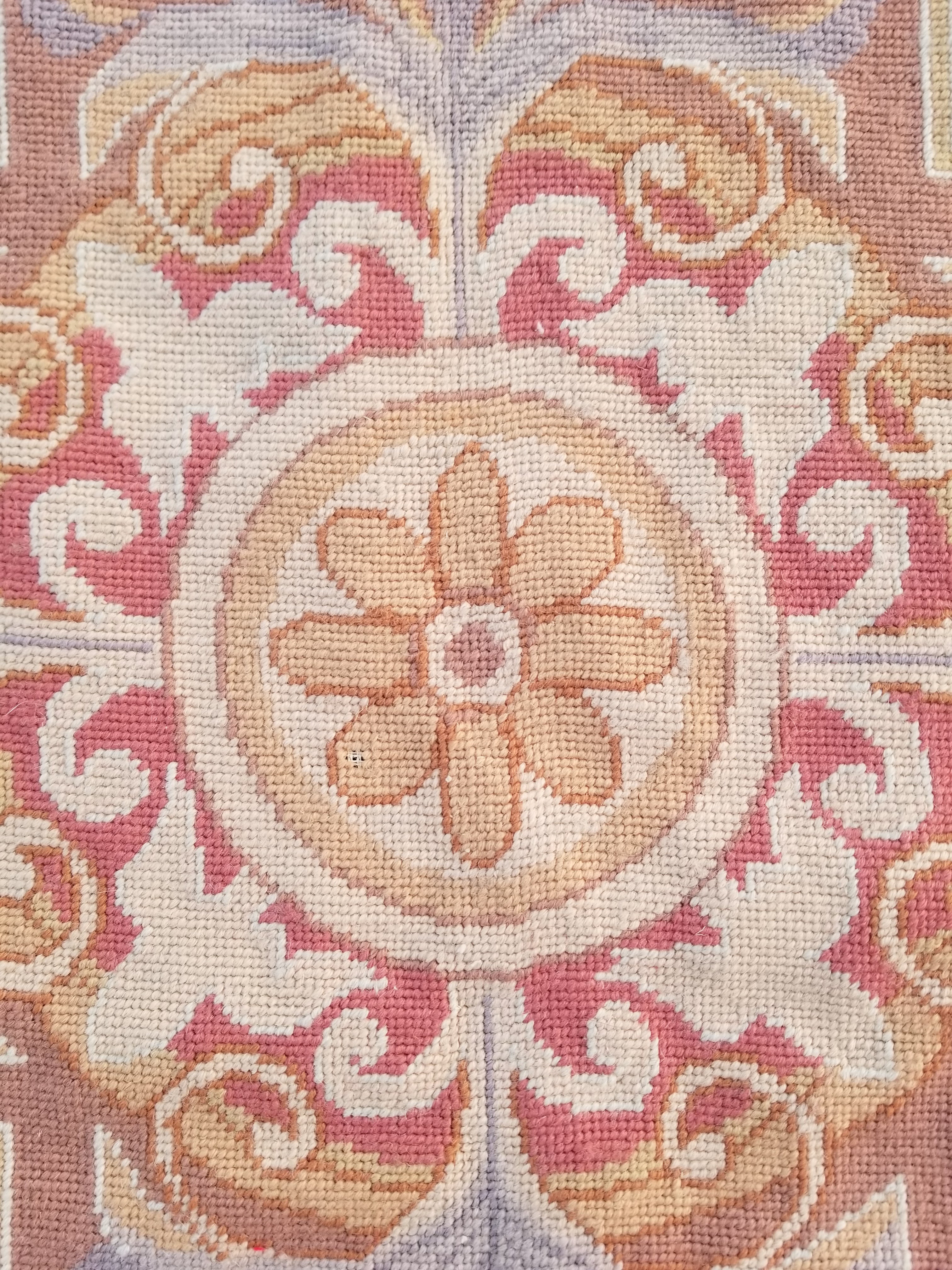 Vintage French Aubusson Style Needlepoint Floral Medallions Rug Carpet 260x176cm