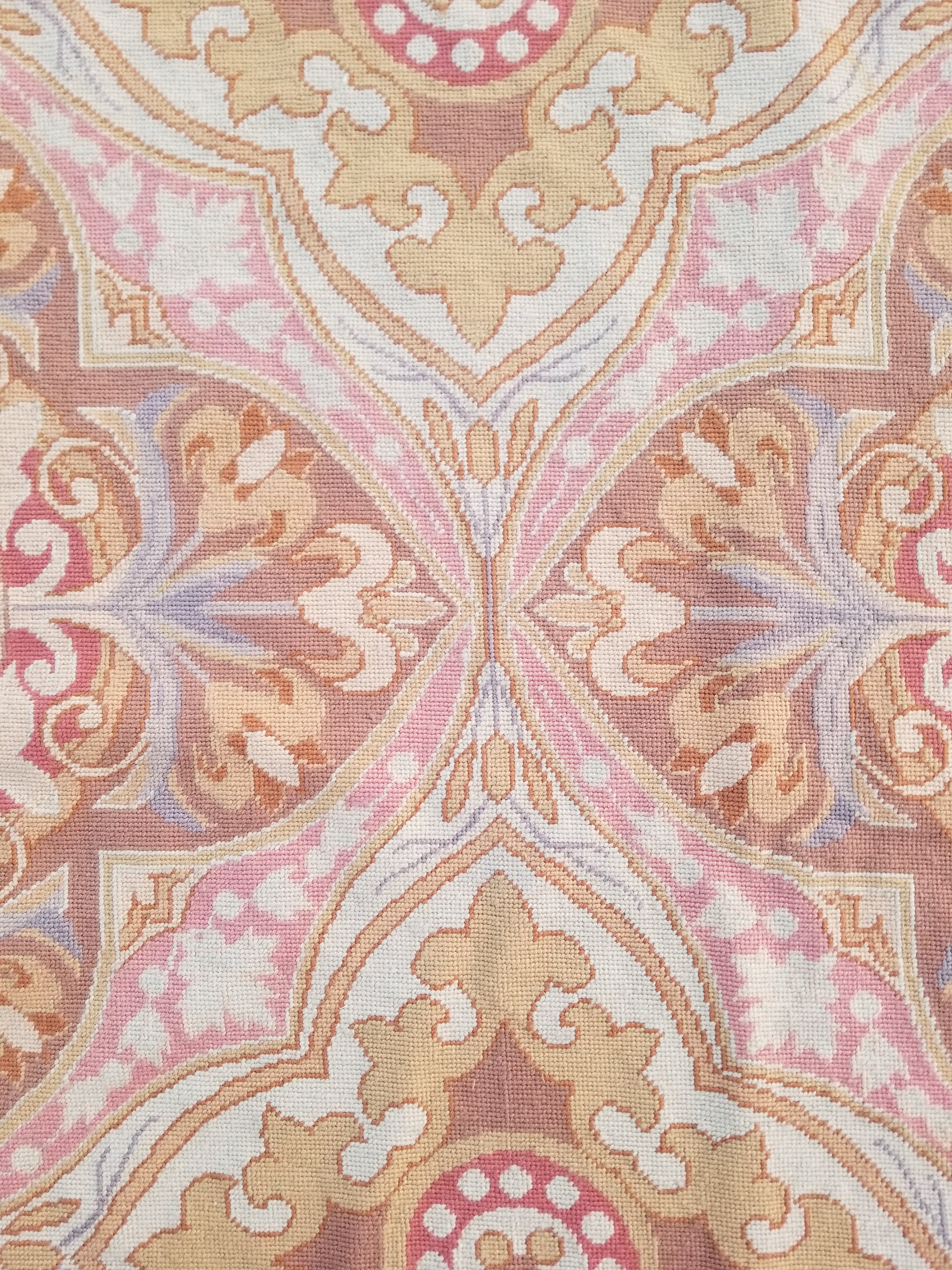 Vintage French Aubusson Style Needlepoint Floral Medallions Rug Carpet 260x176cm