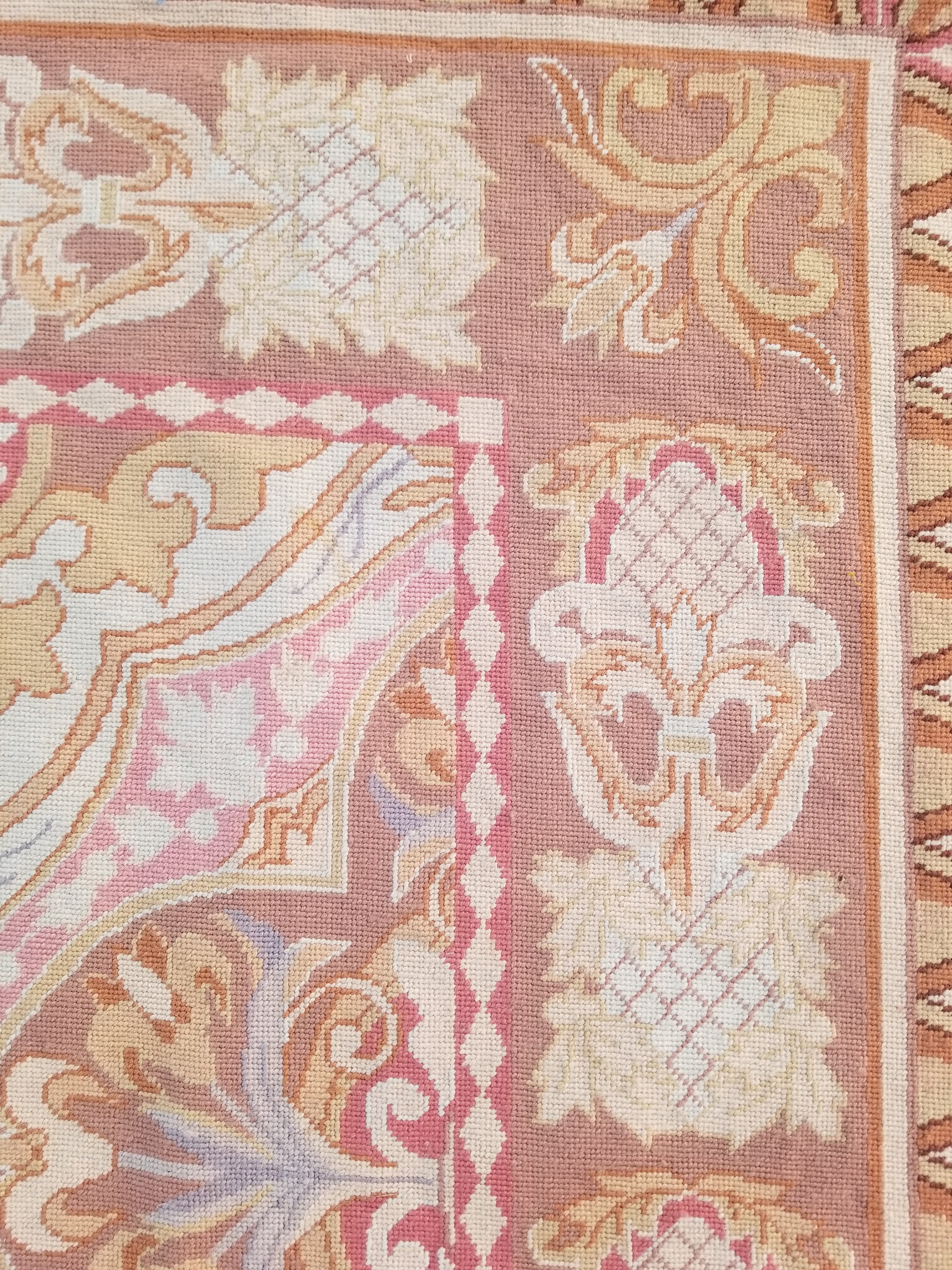 Vintage French Aubusson Style Needlepoint Floral Medallions Rug Carpet 260x176cm