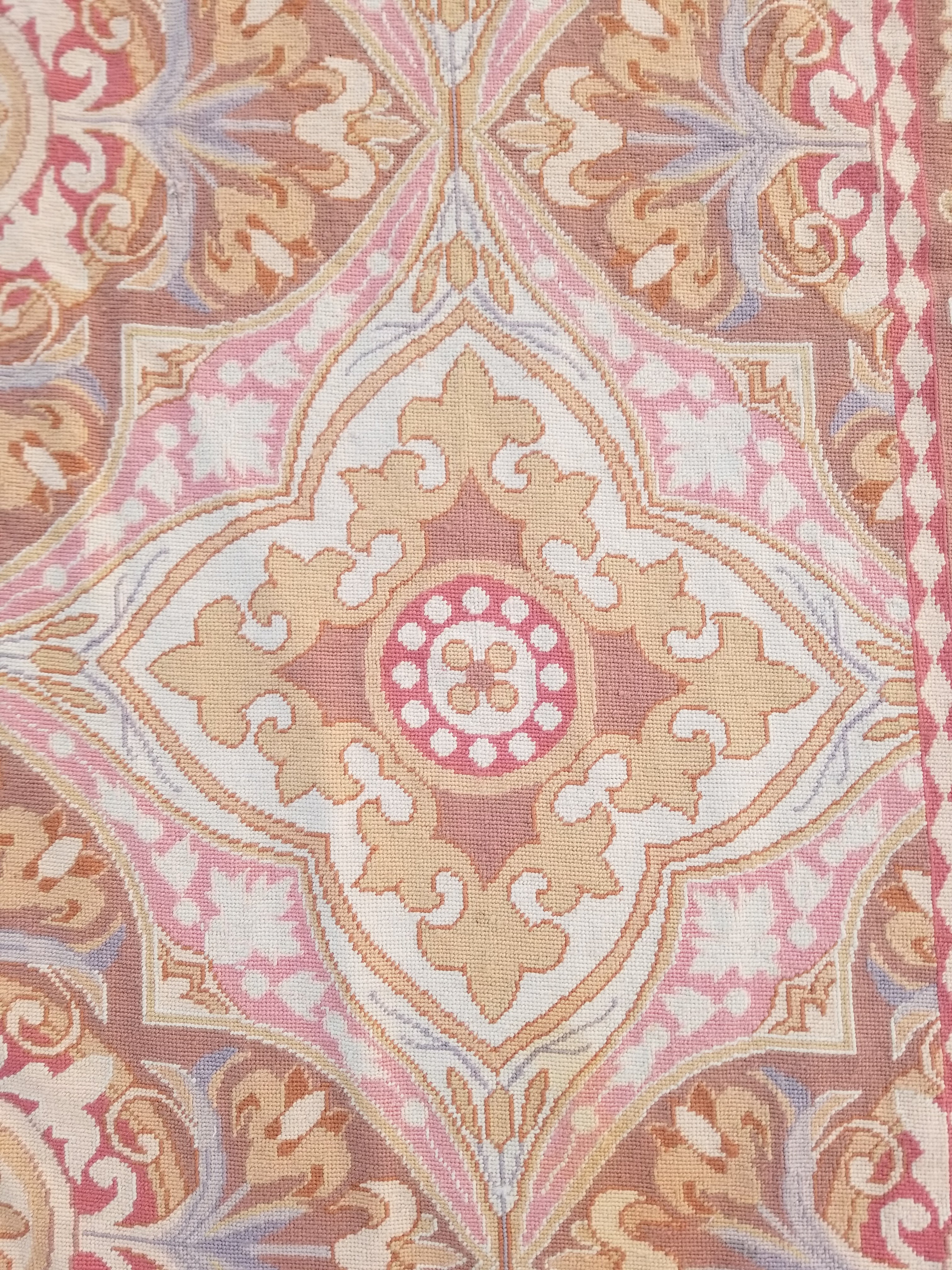 Vintage French Aubusson Style Needlepoint Floral Medallions Rug Carpet 260x176cm