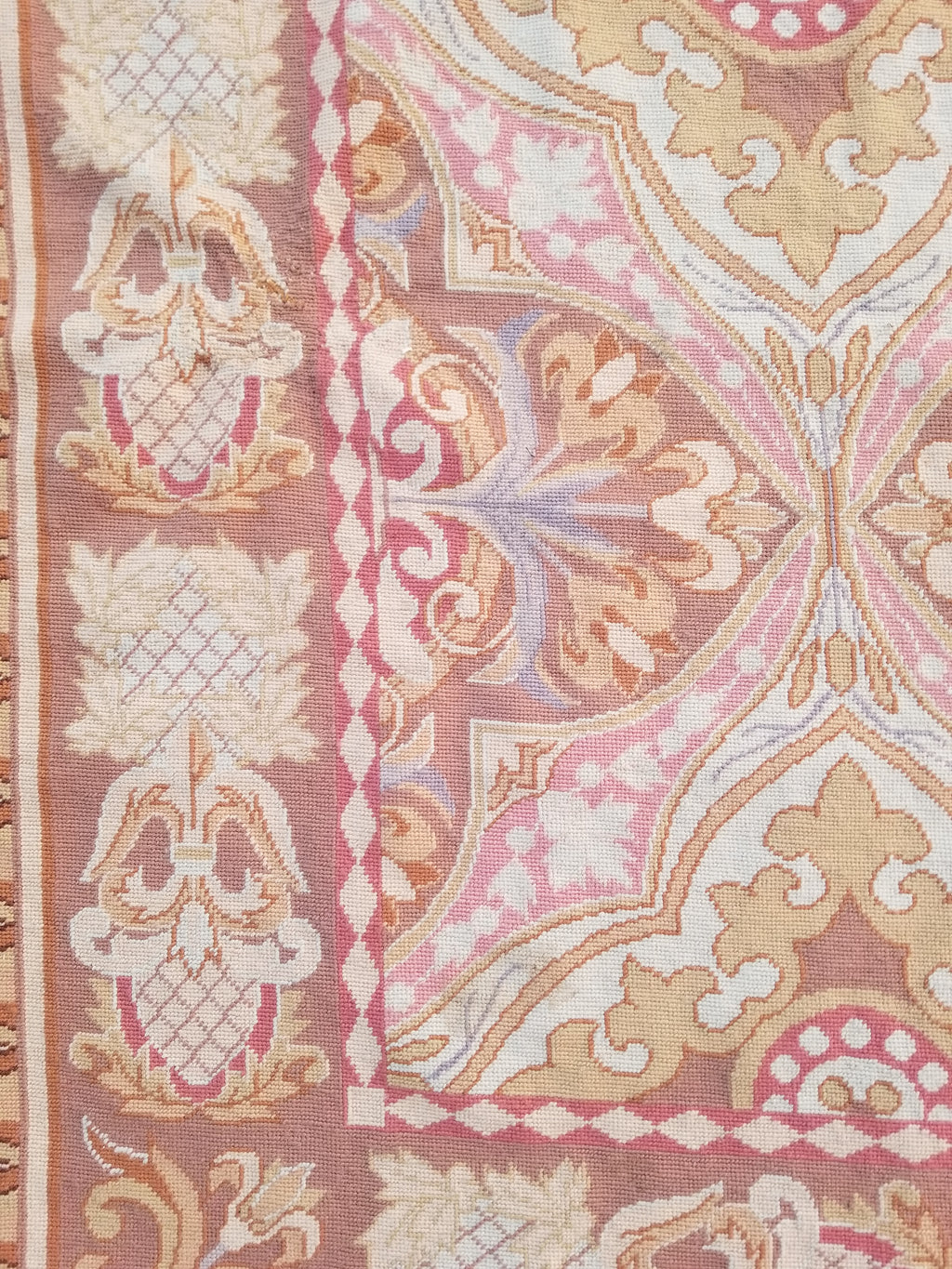 Vintage French Aubusson Style Needlepoint Floral Medallions Rug Carpet 260x176cm