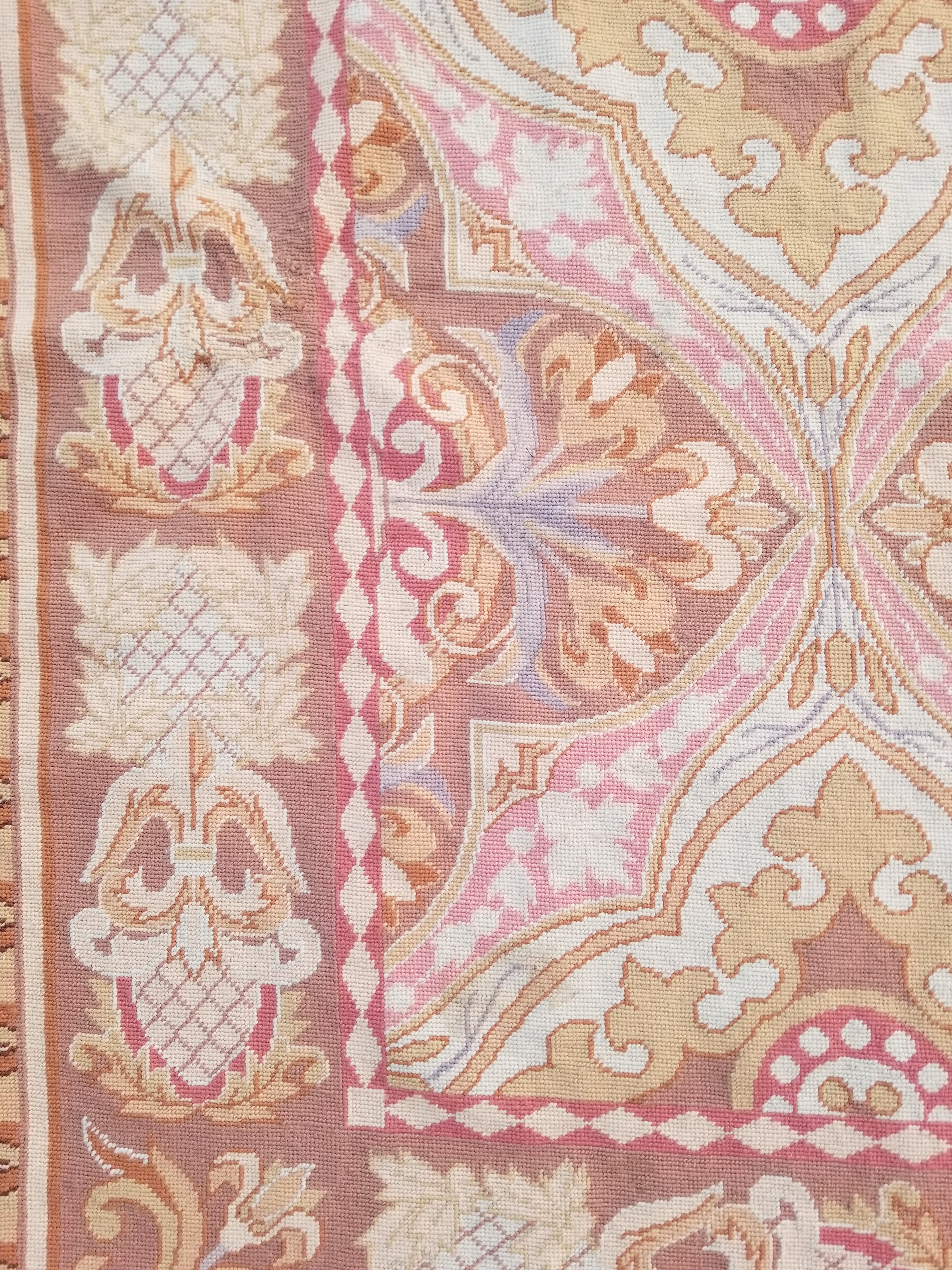 Vintage French Aubusson Style Needlepoint Floral Medallions Rug Carpet 260x176cm