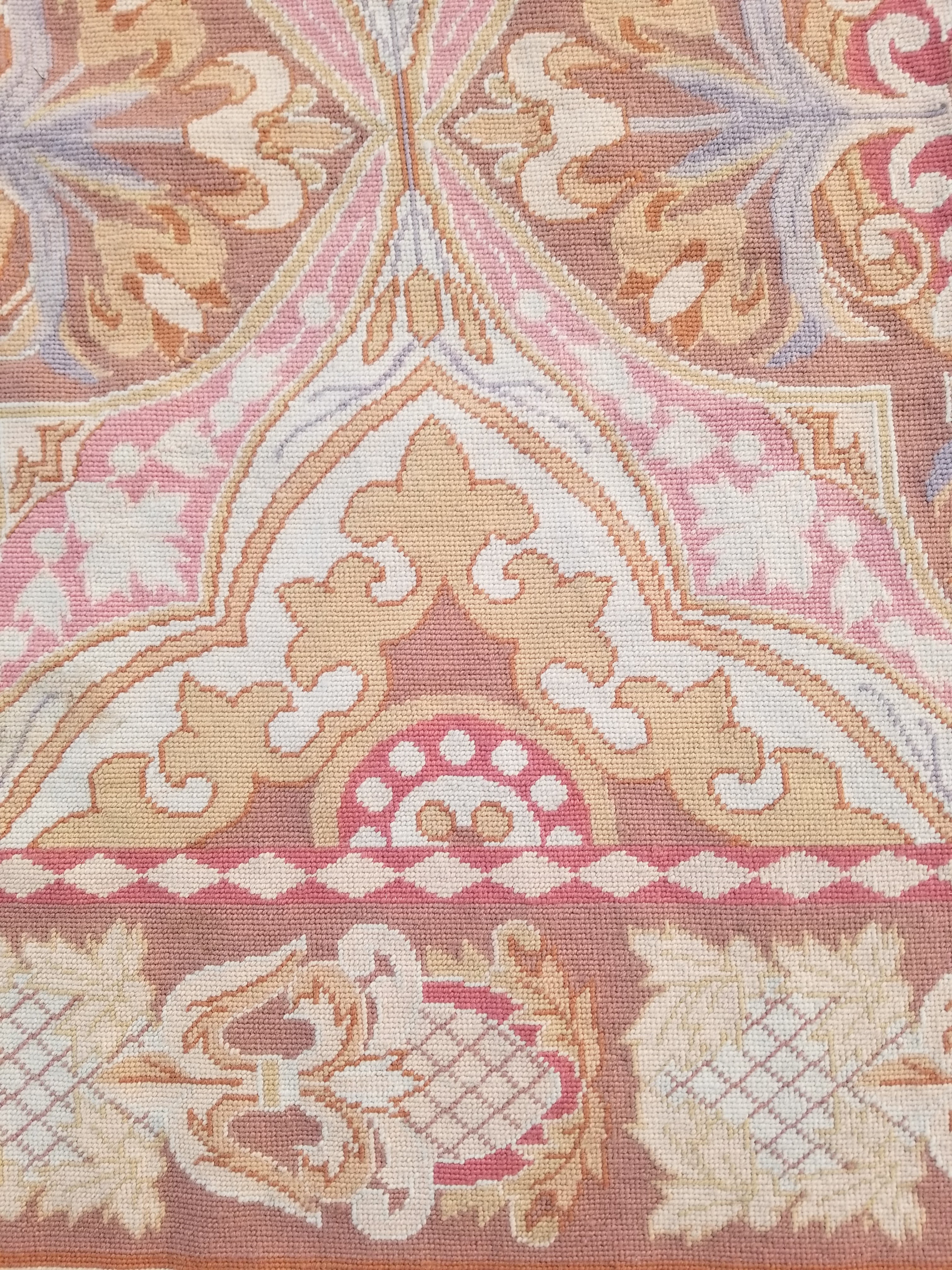 Vintage French Aubusson Style Needlepoint Floral Medallions Rug Carpet 260x176cm