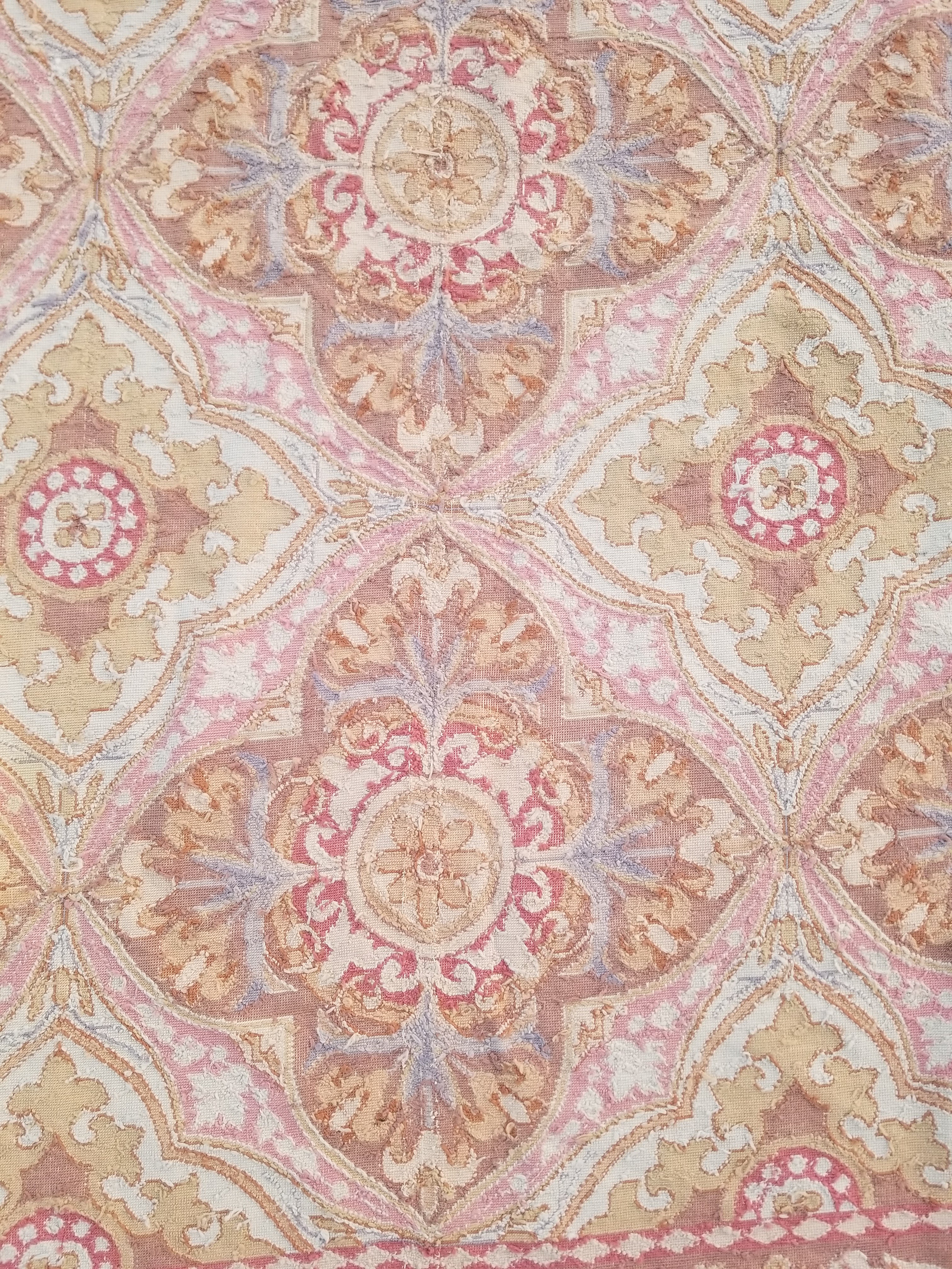Vintage French Aubusson Style Needlepoint Floral Medallions Rug Carpet 260x176cm