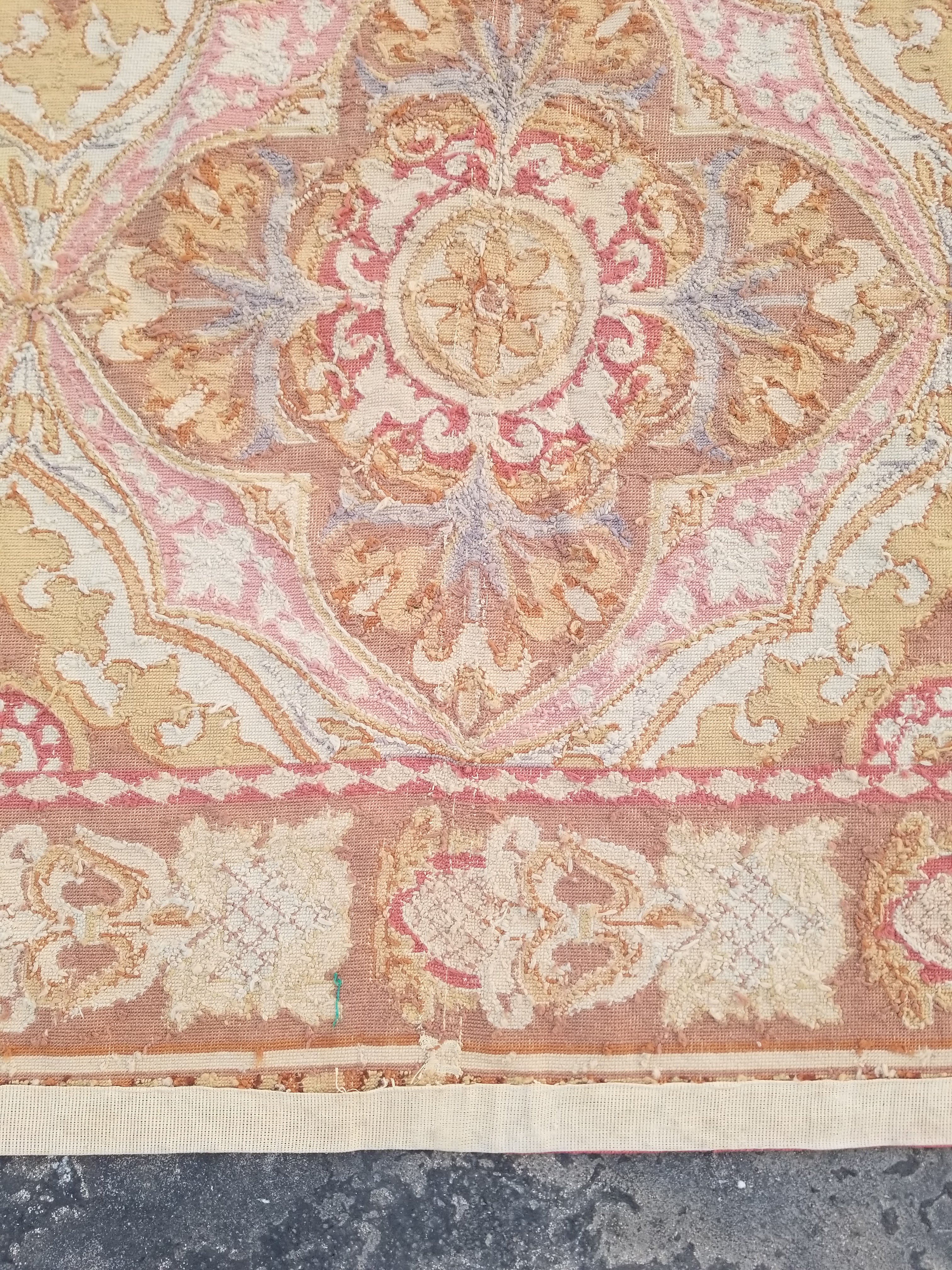 Vintage French Aubusson Style Needlepoint Floral Medallions Rug Carpet 260x176cm