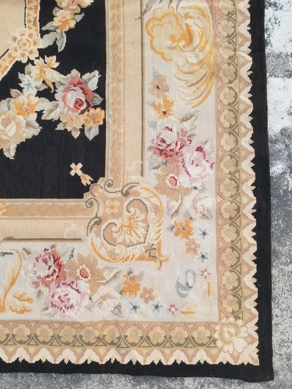Antique French Aubusson Floral Wool Rug Carpet 268x169cm