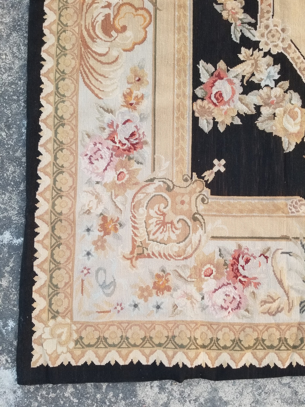 Antique French Aubusson Floral Wool Rug Carpet 268x169cm