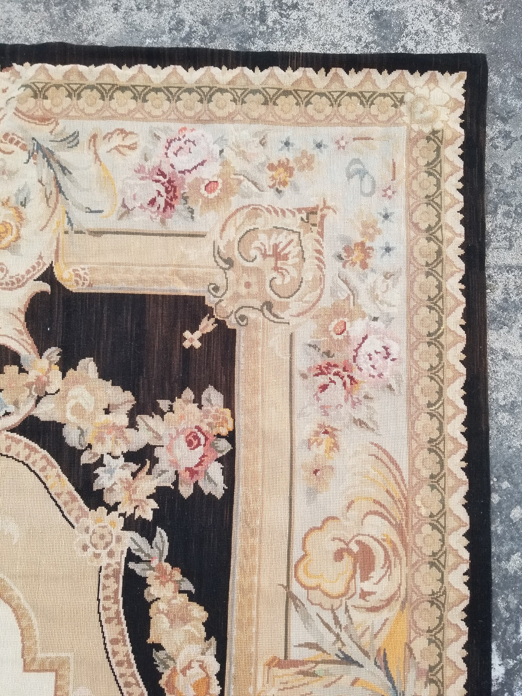 Antique French Aubusson Floral Wool Rug Carpet 268x169cm