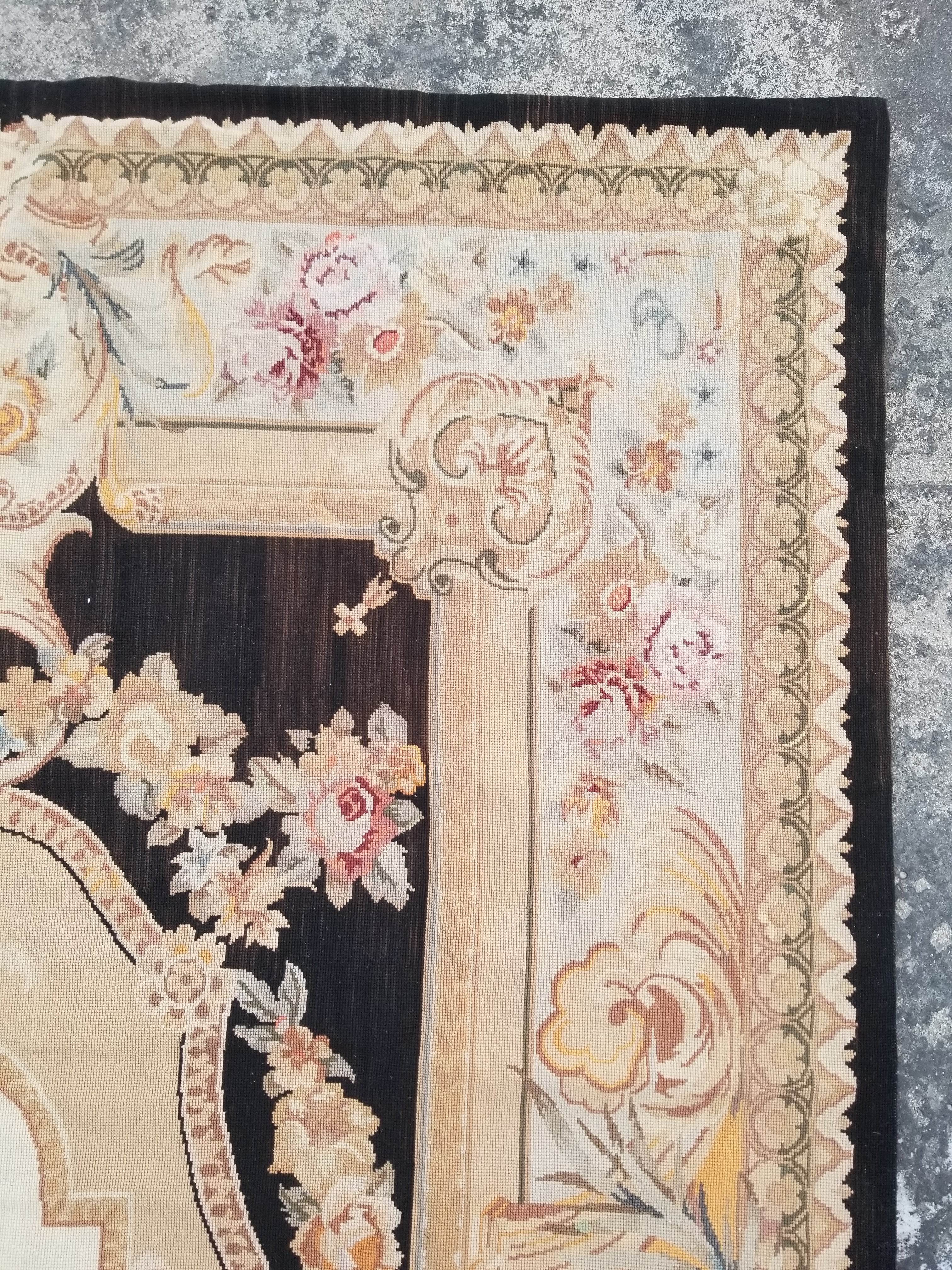 Antique French Aubusson Floral Wool Rug Carpet 268x169cm