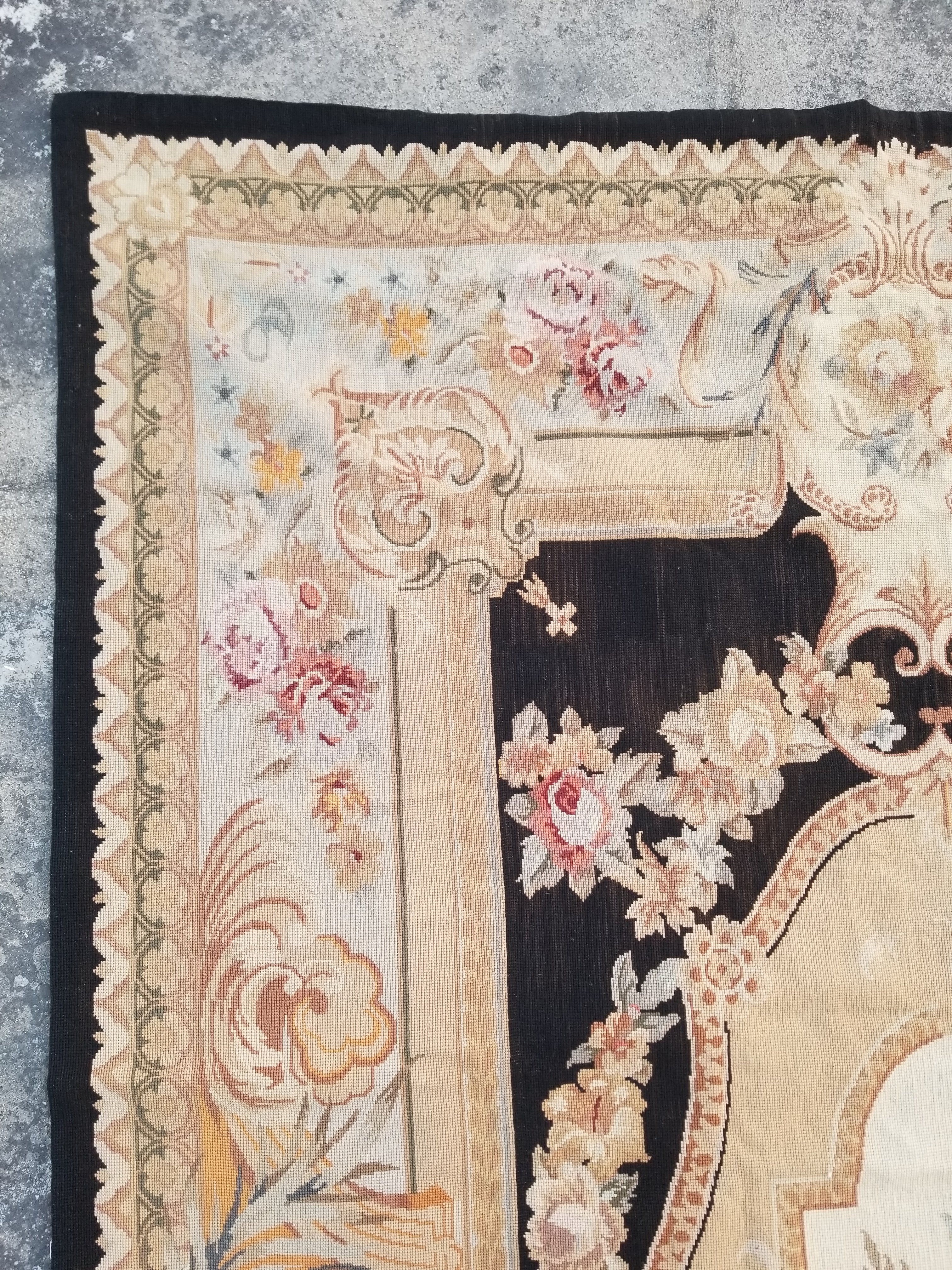 Antique French Aubusson Floral Wool Rug Carpet 268x169cm