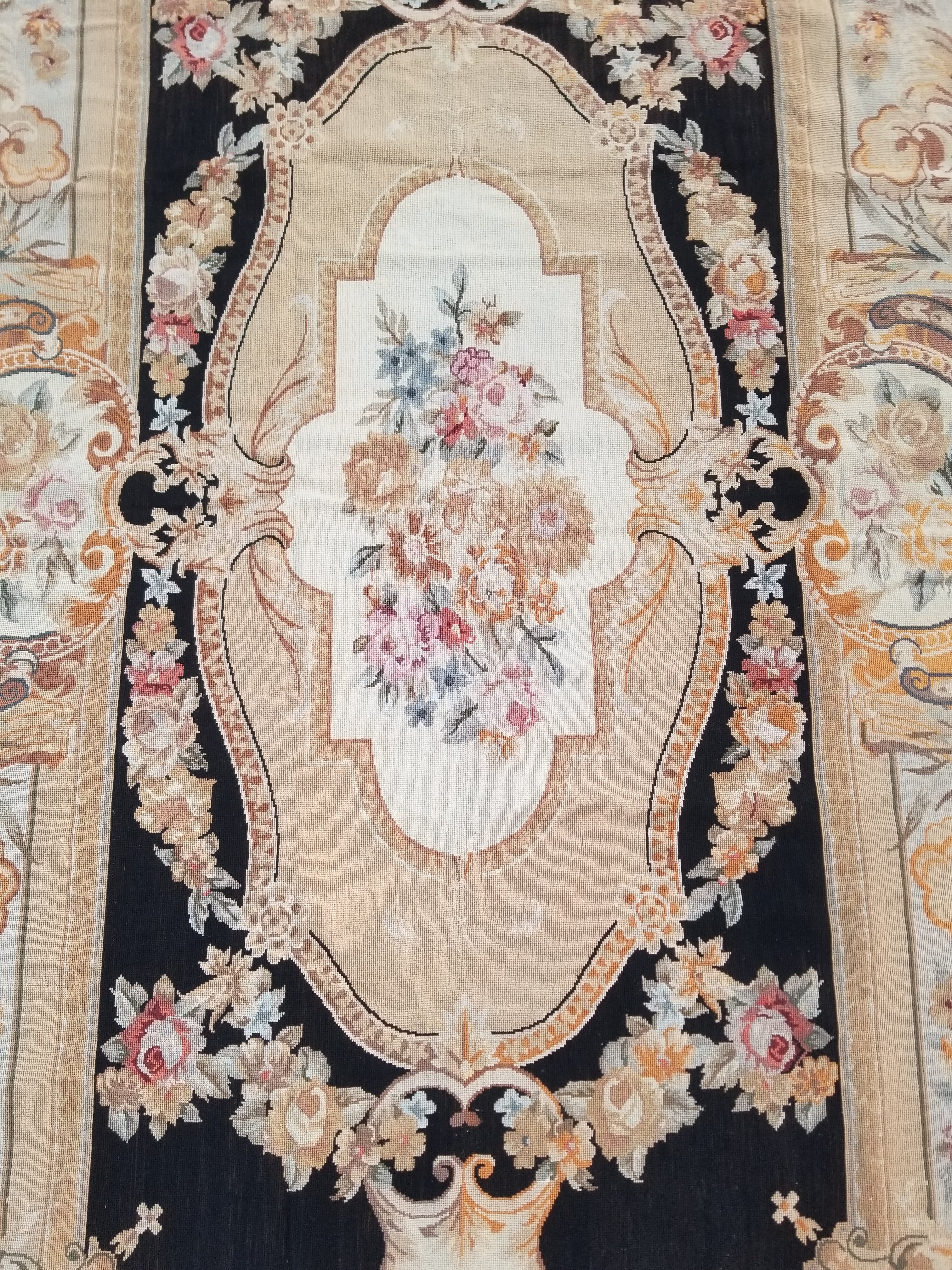Antique French Aubusson Floral Wool Rug Carpet 268x169cm