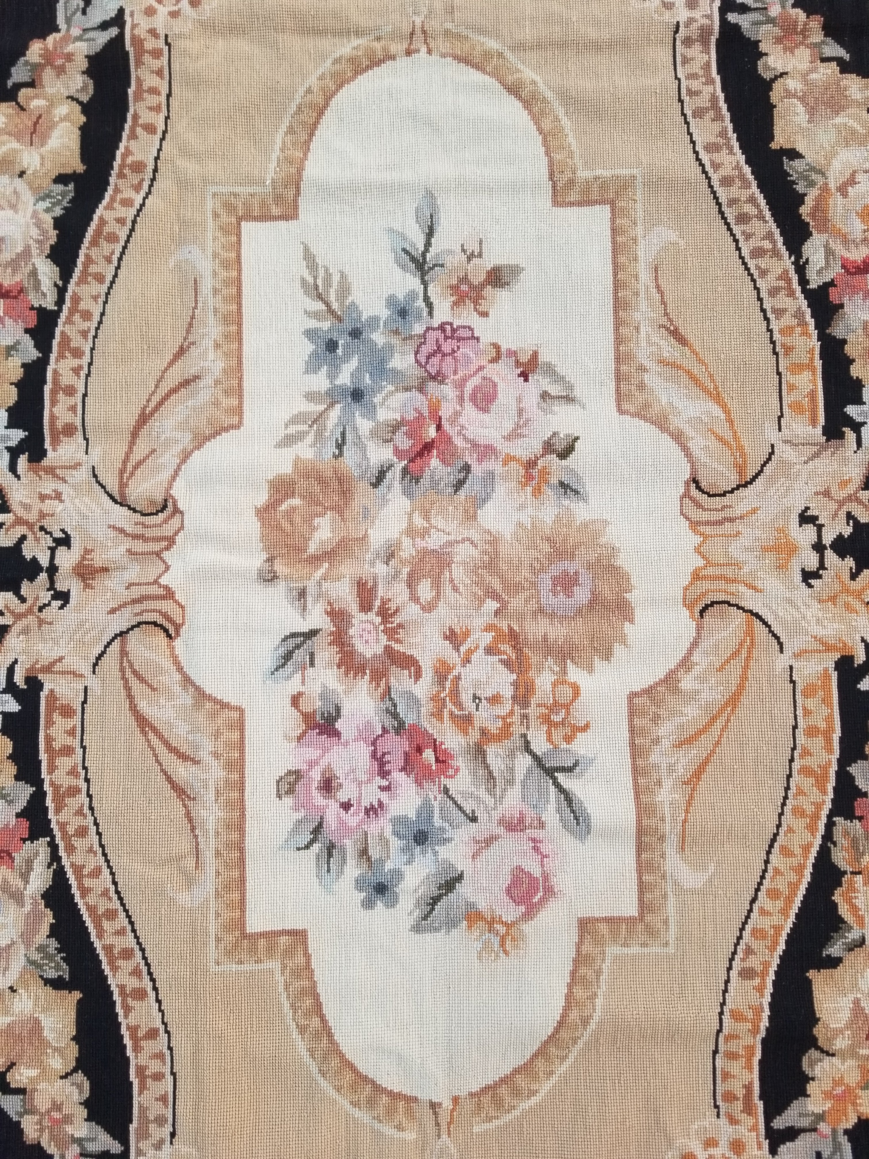 Antique French Aubusson Floral Wool Rug Carpet 268x169cm