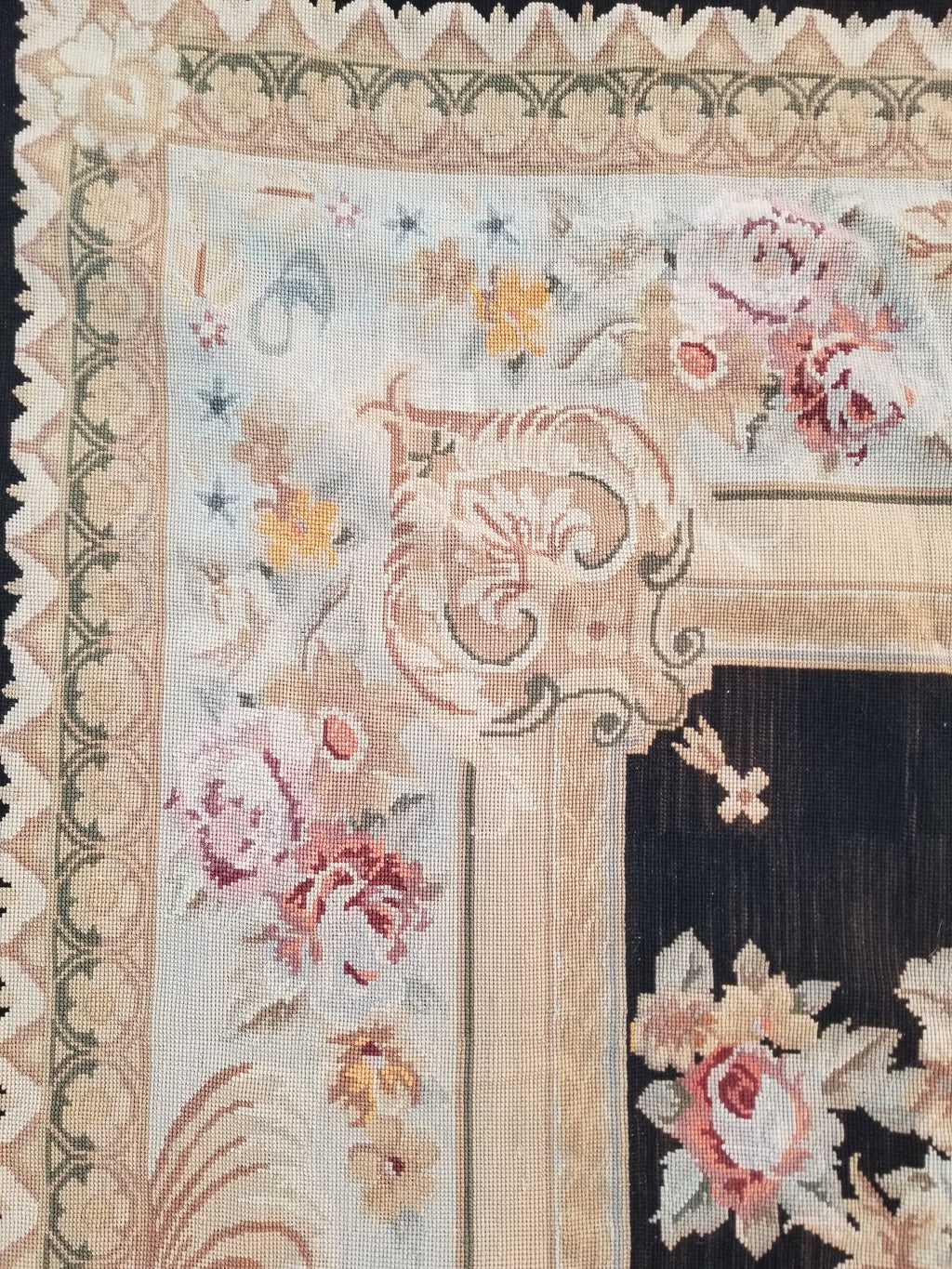 Antique French Aubusson Floral Wool Rug Carpet 268x169cm