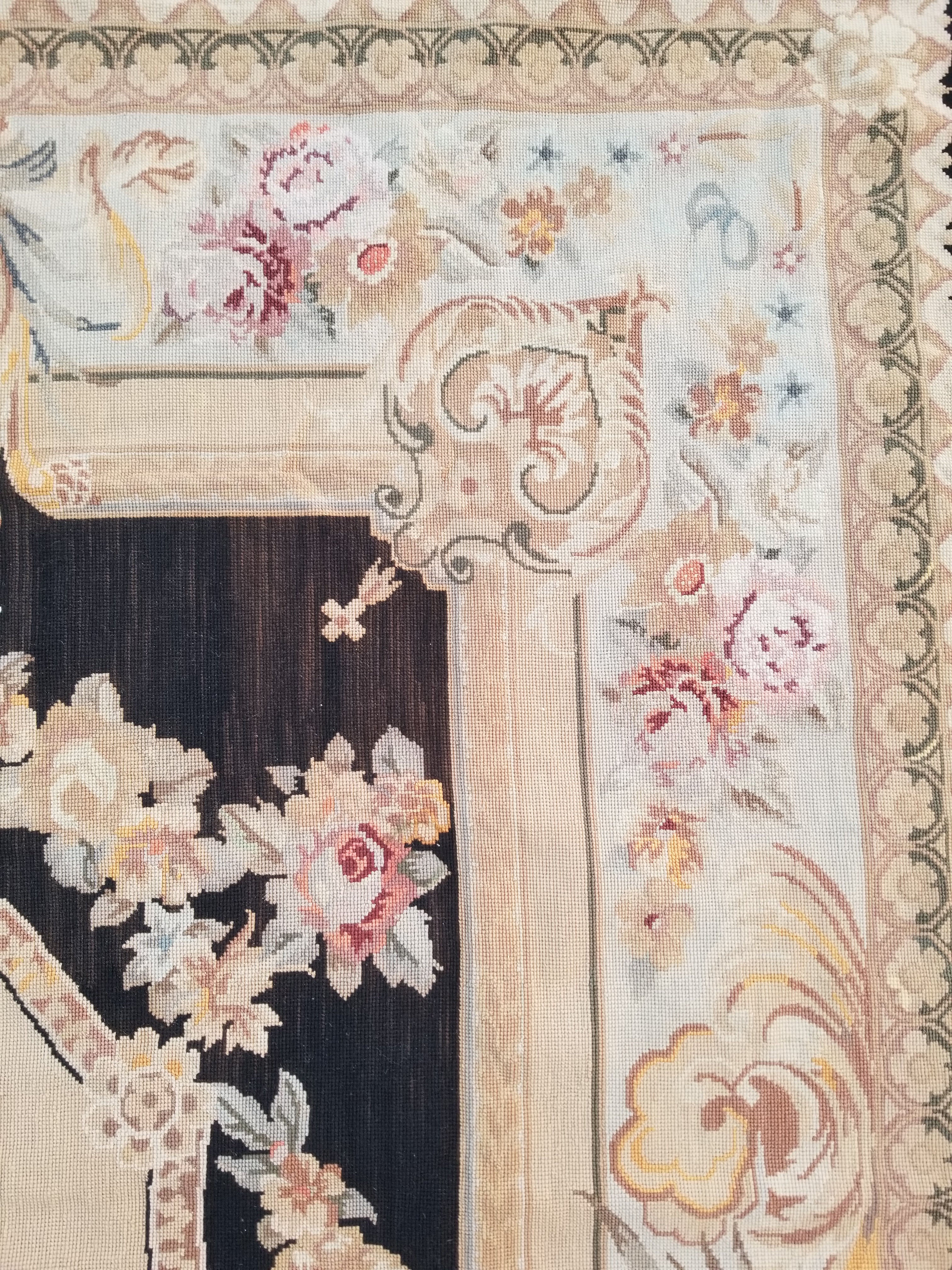 Antique French Aubusson Floral Wool Rug Carpet 268x169cm