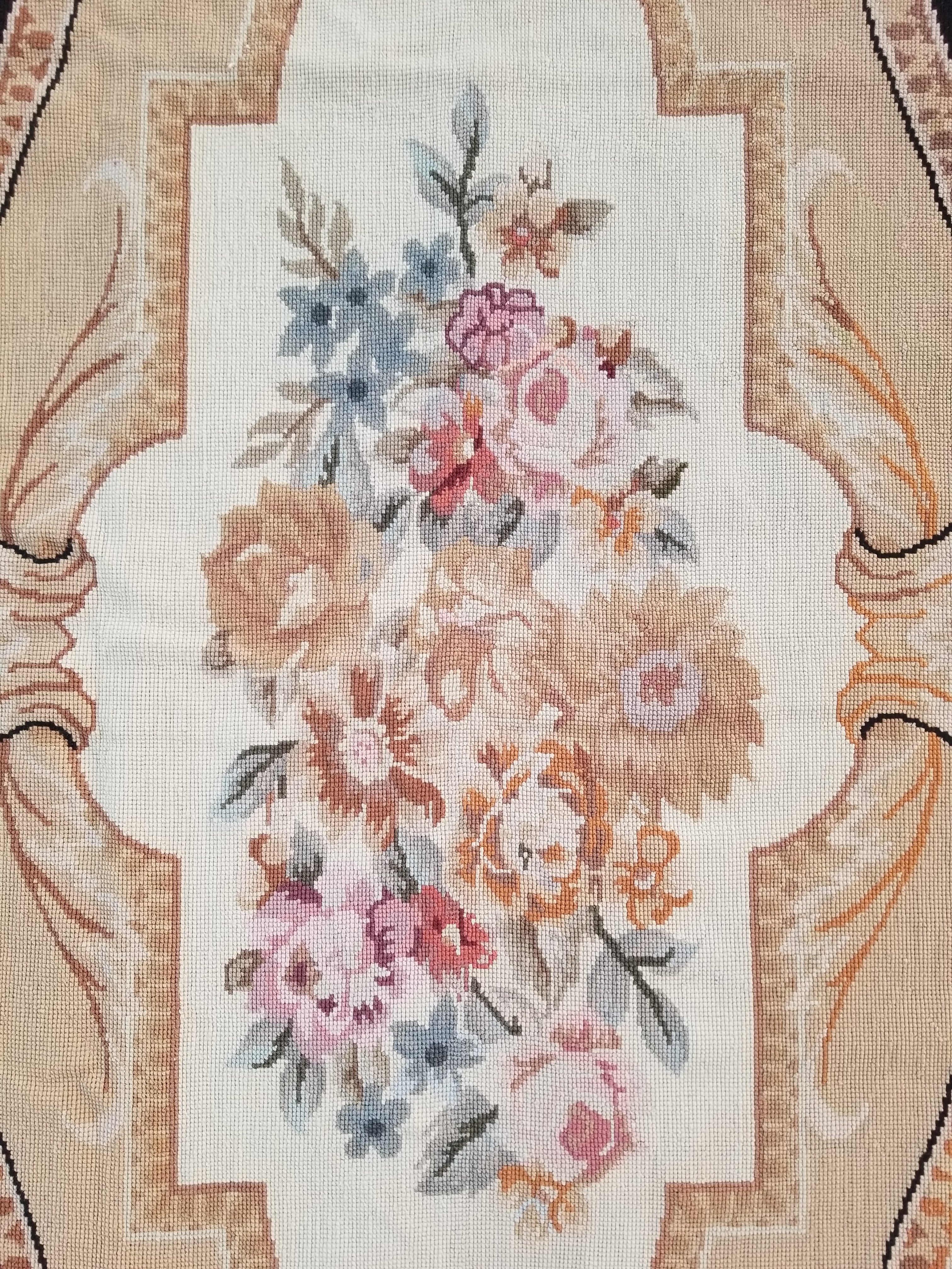 Antique French Aubusson Floral Wool Rug Carpet 268x169cm