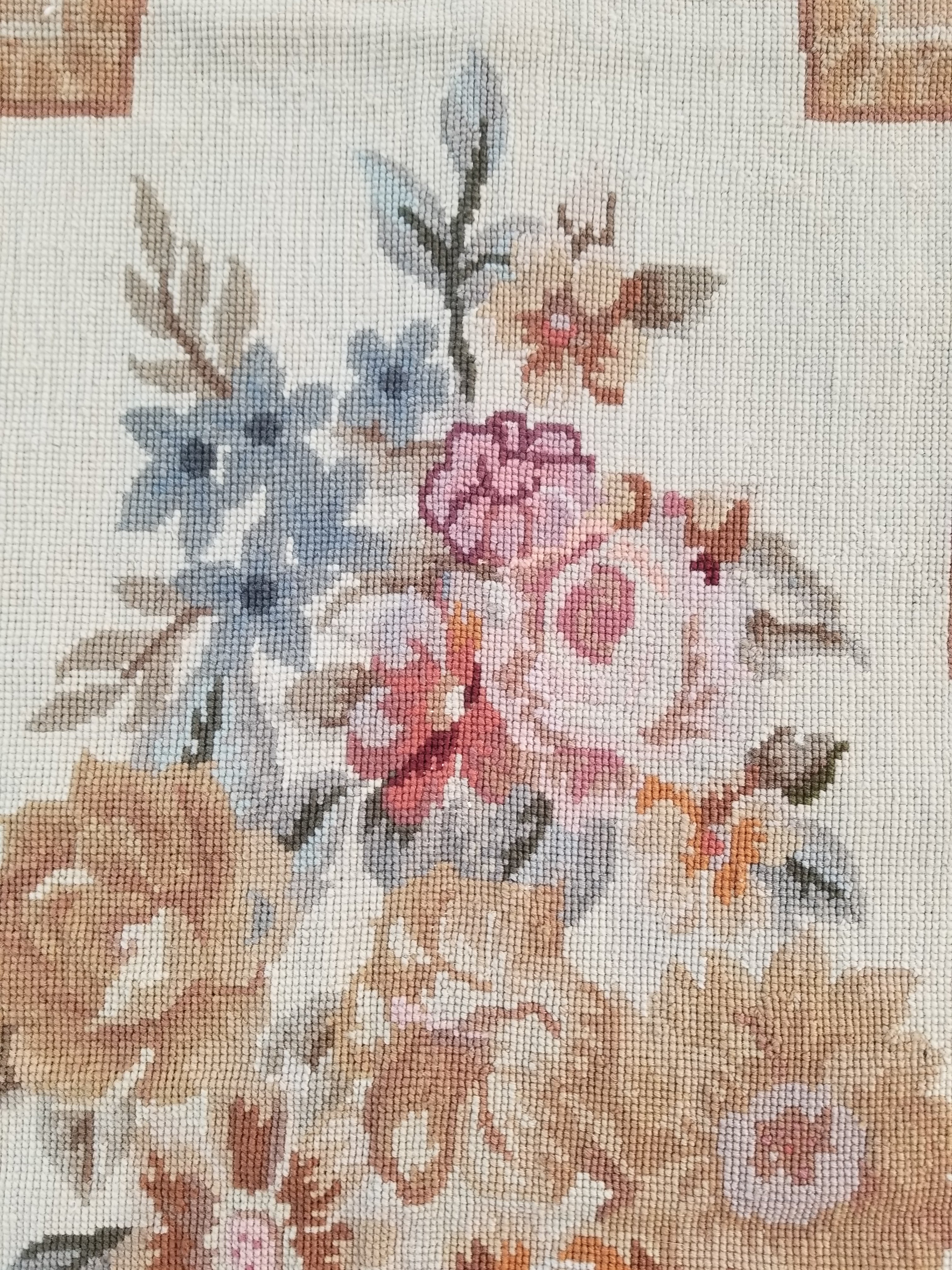 Antique French Aubusson Floral Wool Rug Carpet 268x169cm