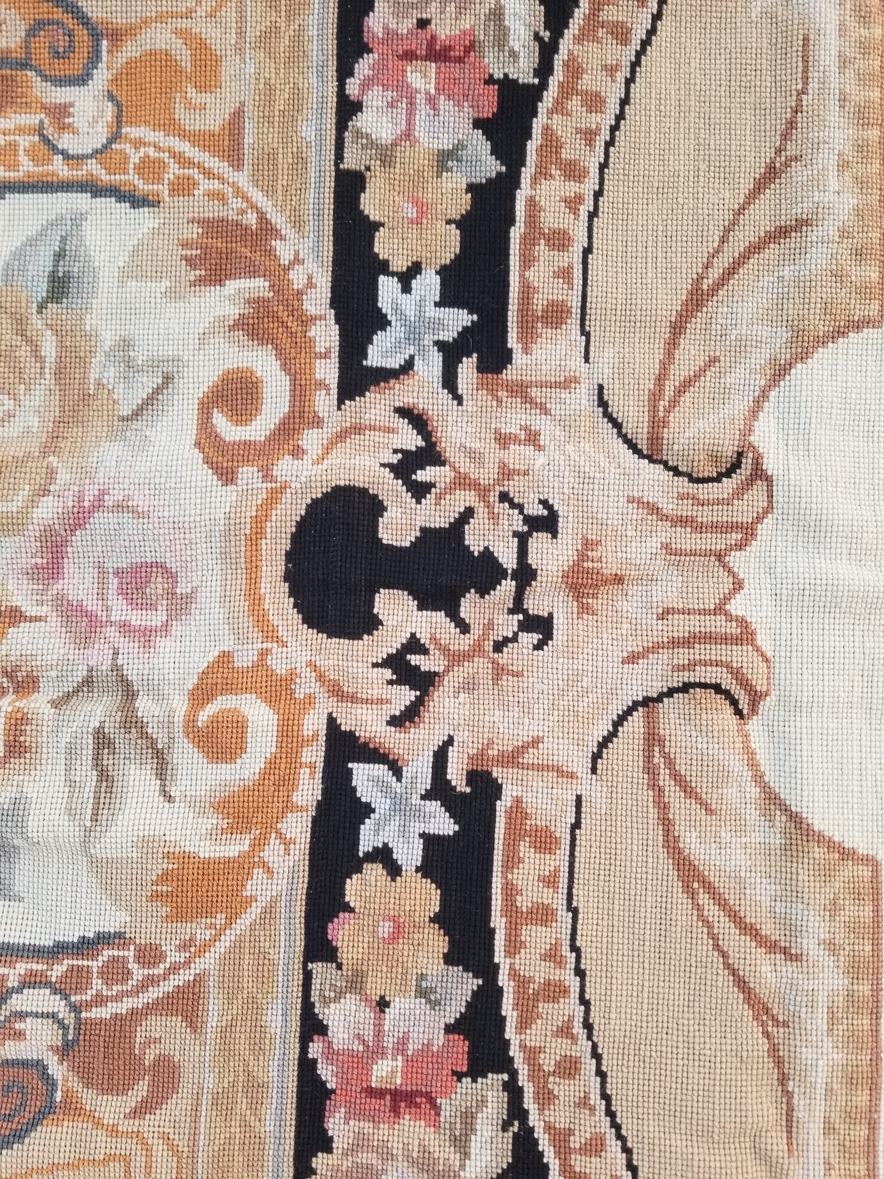 Antique French Aubusson Floral Wool Rug Carpet 268x169cm