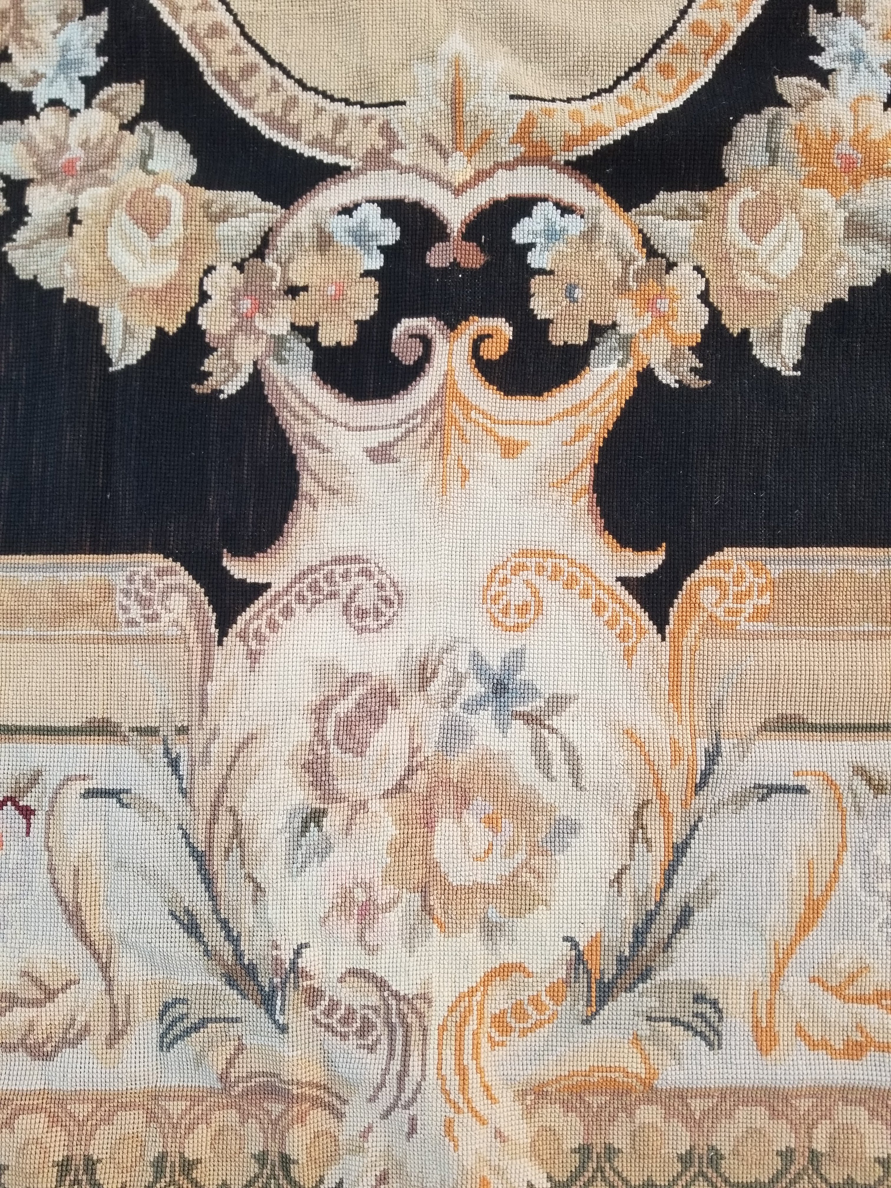 Antique French Aubusson Floral Wool Rug Carpet 268x169cm