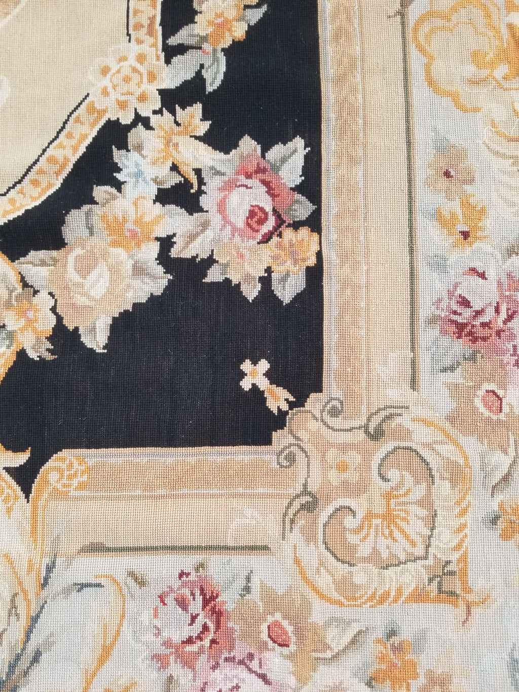 Antique French Aubusson Floral Wool Rug Carpet 268x169cm