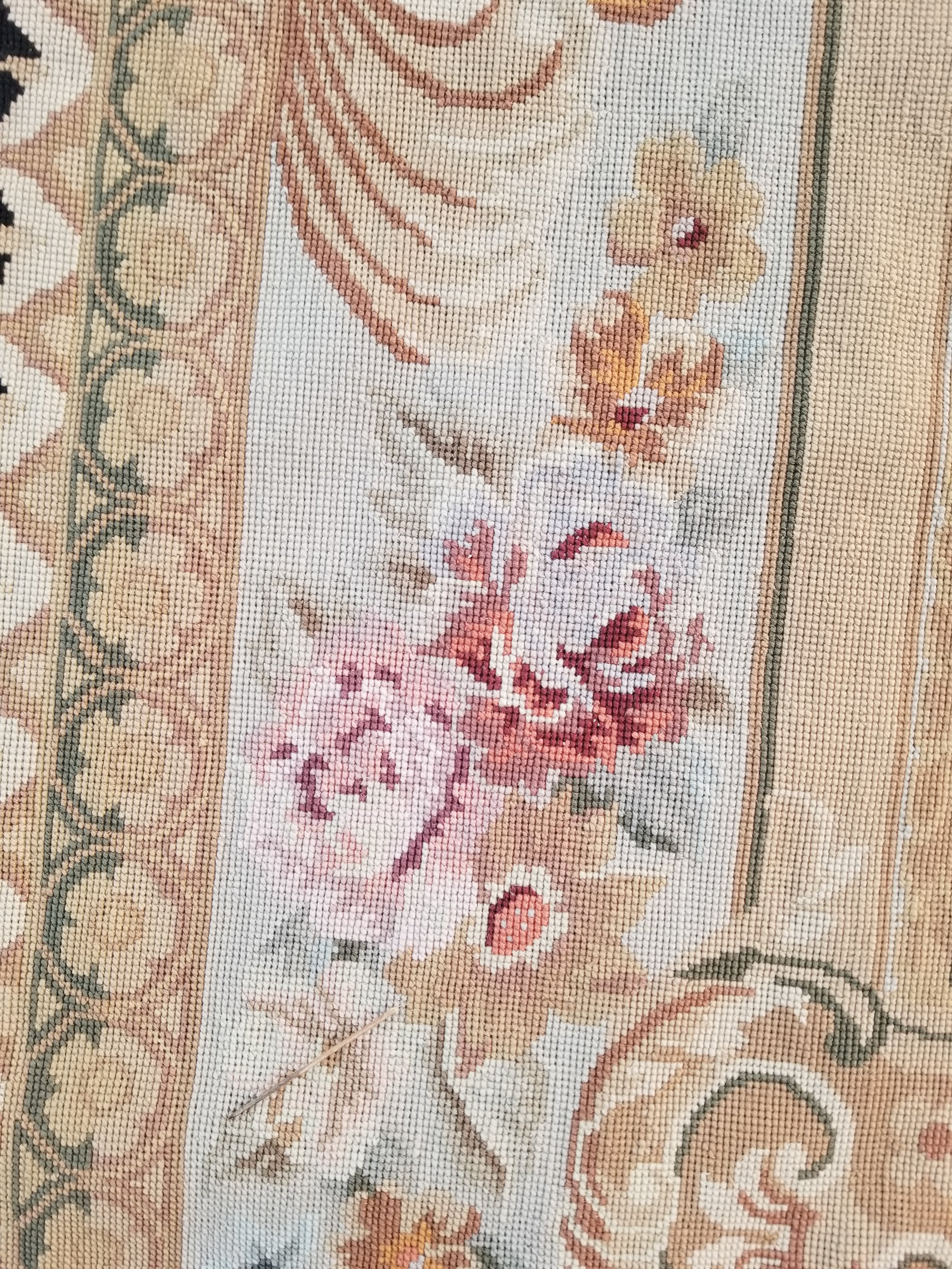 Antique French Aubusson Floral Wool Rug Carpet 268x169cm