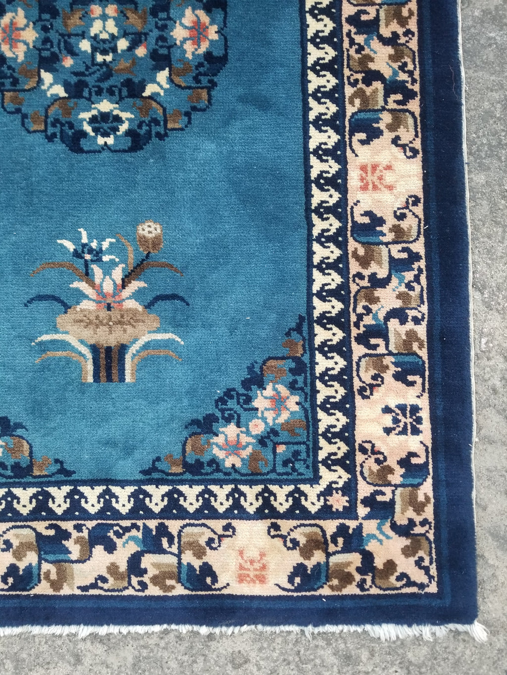 Antique Traditional Handmade Chinese Art Deco Wool Runner Rug 360x78cm