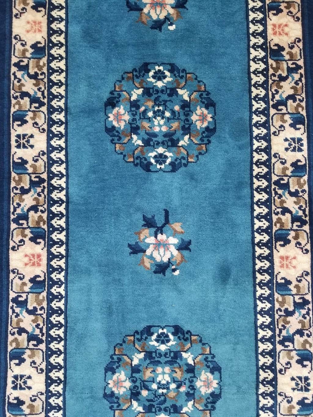 Antique Traditional Handmade Chinese Art Deco Wool Runner Rug 360x78cm