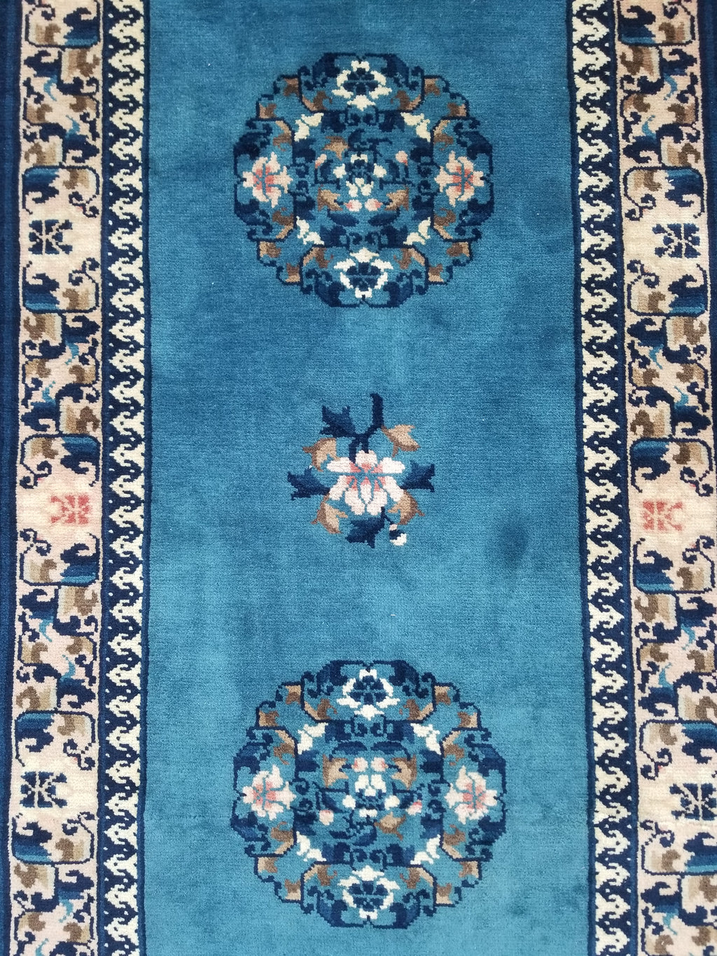 Antique Traditional Handmade Chinese Art Deco Wool Runner Rug 360x78cm