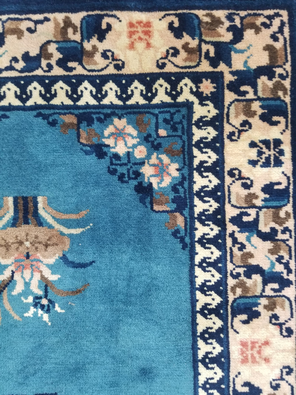 Antique Traditional Handmade Chinese Art Deco Wool Runner Rug 360x78cm