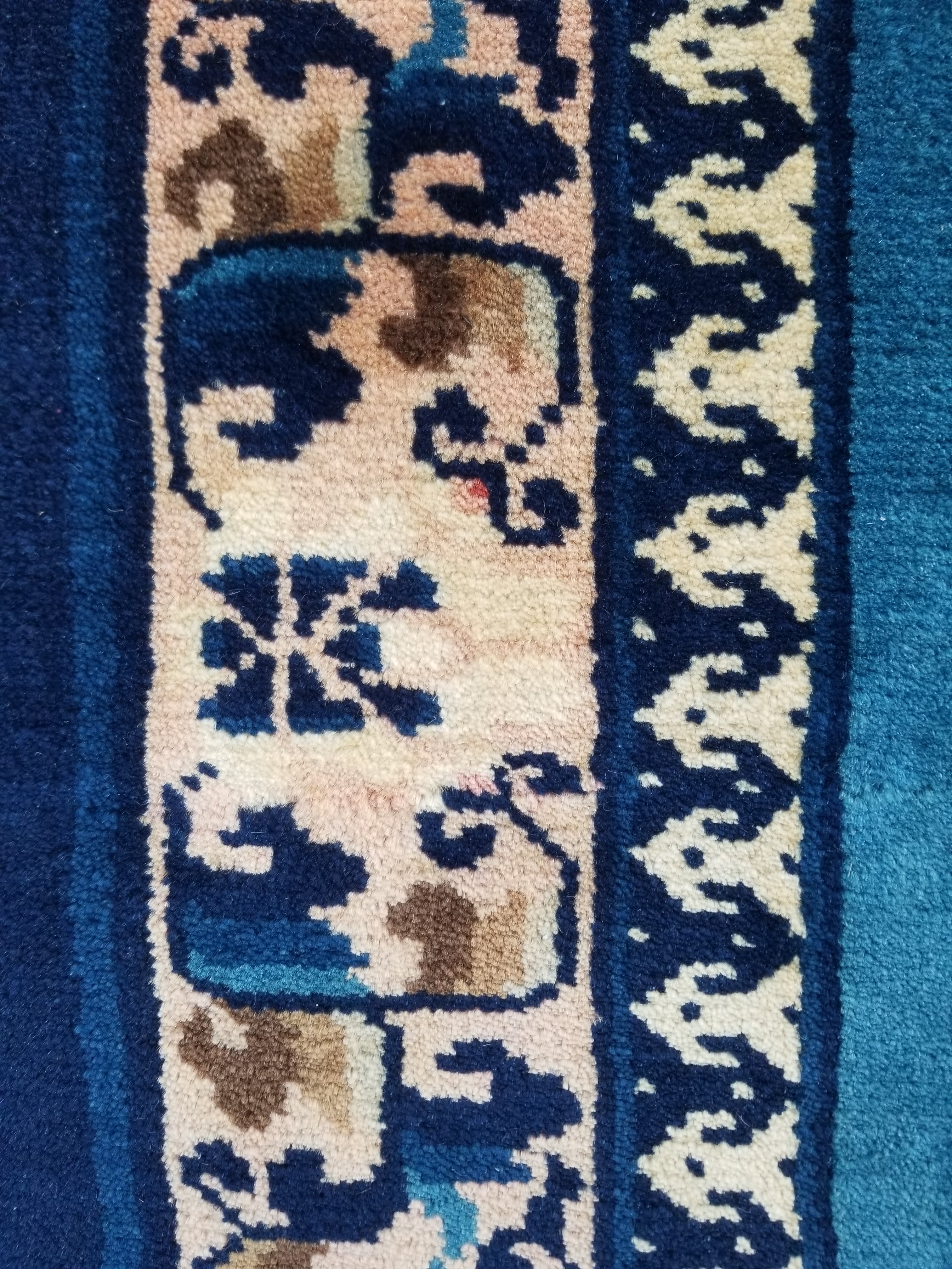 Antique Traditional Handmade Chinese Art Deco Wool Runner Rug 360x78cm