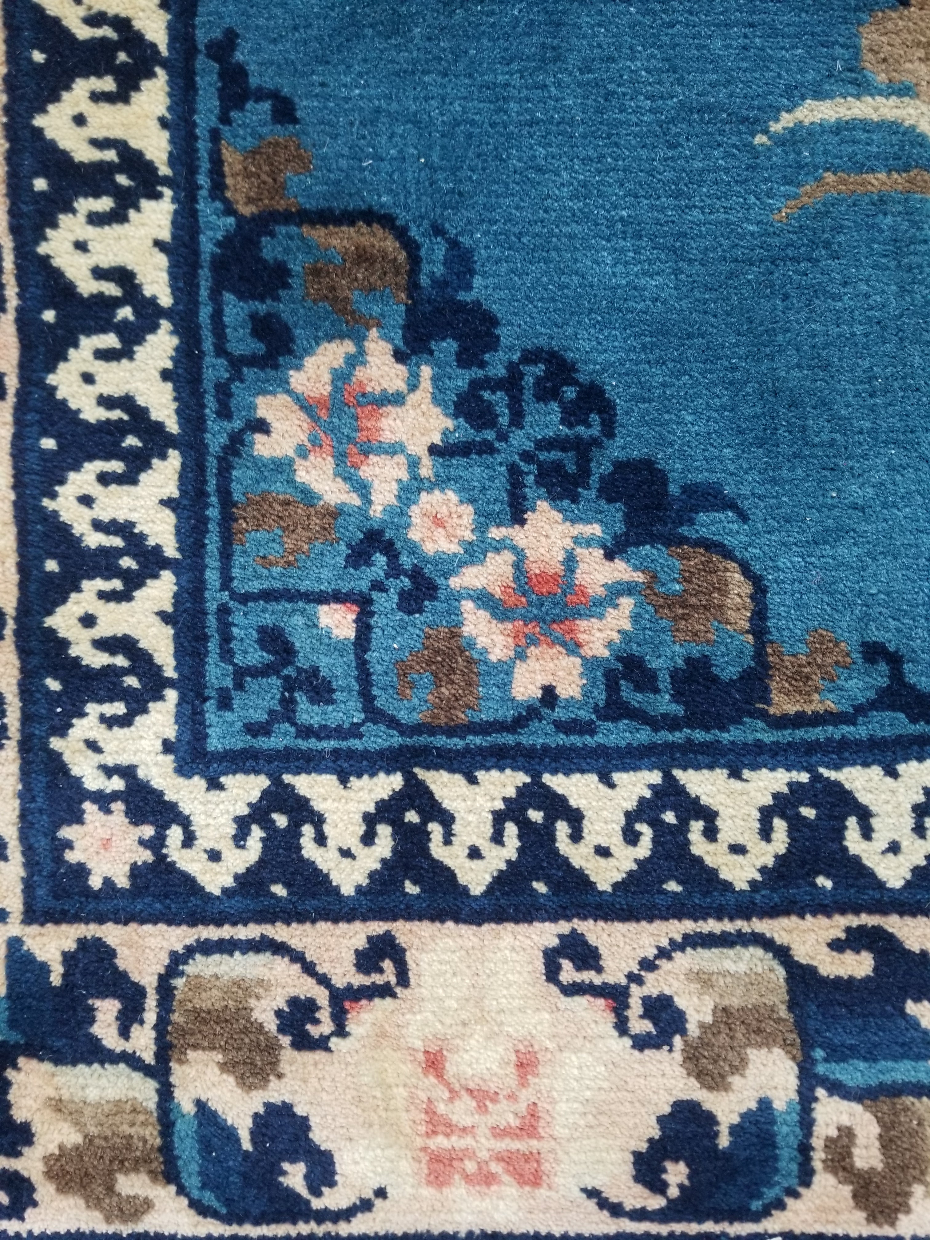 Antique Traditional Handmade Chinese Art Deco Wool Runner Rug 360x78cm