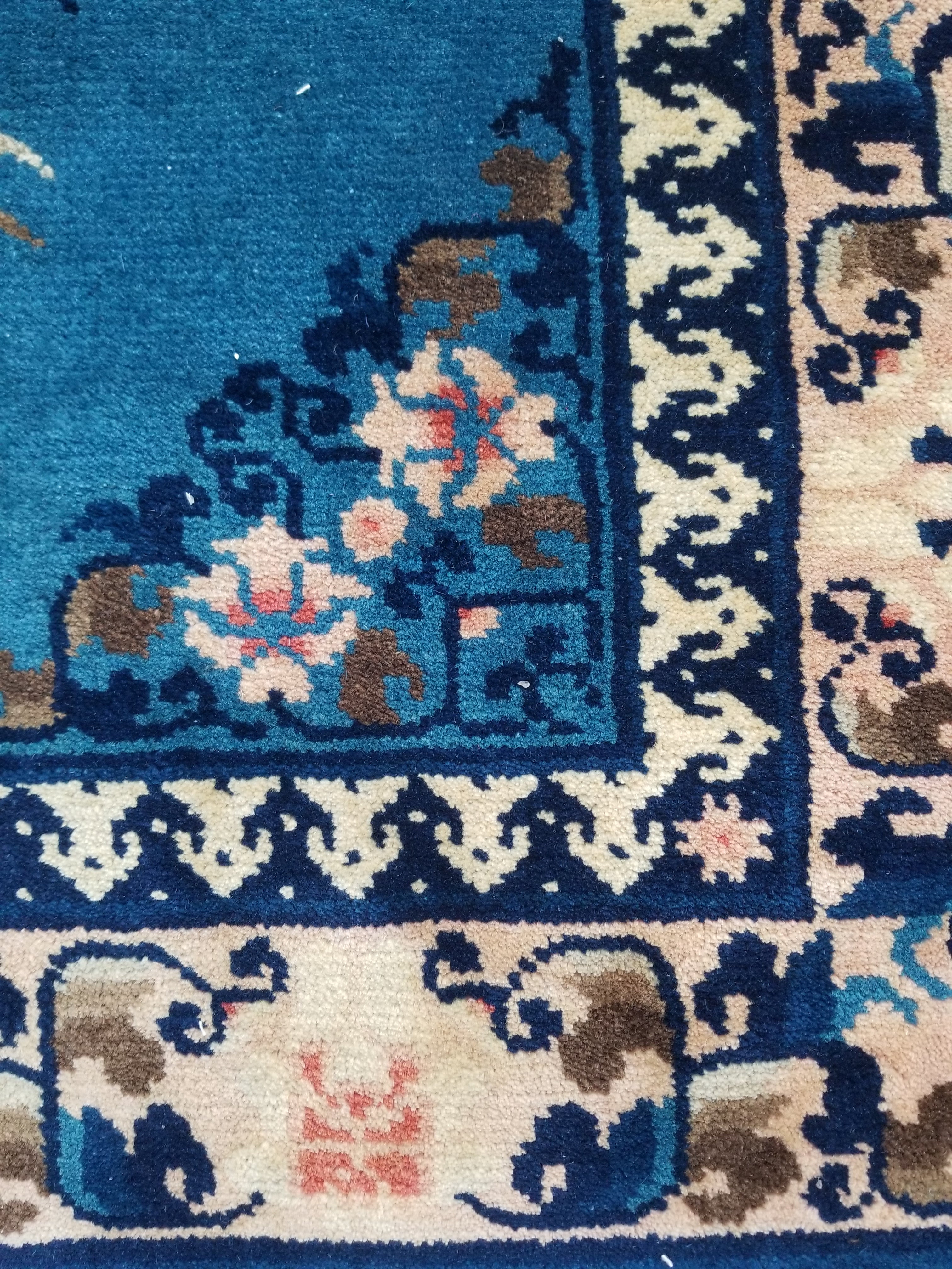 Antique Traditional Handmade Chinese Art Deco Wool Runner Rug 360x78cm