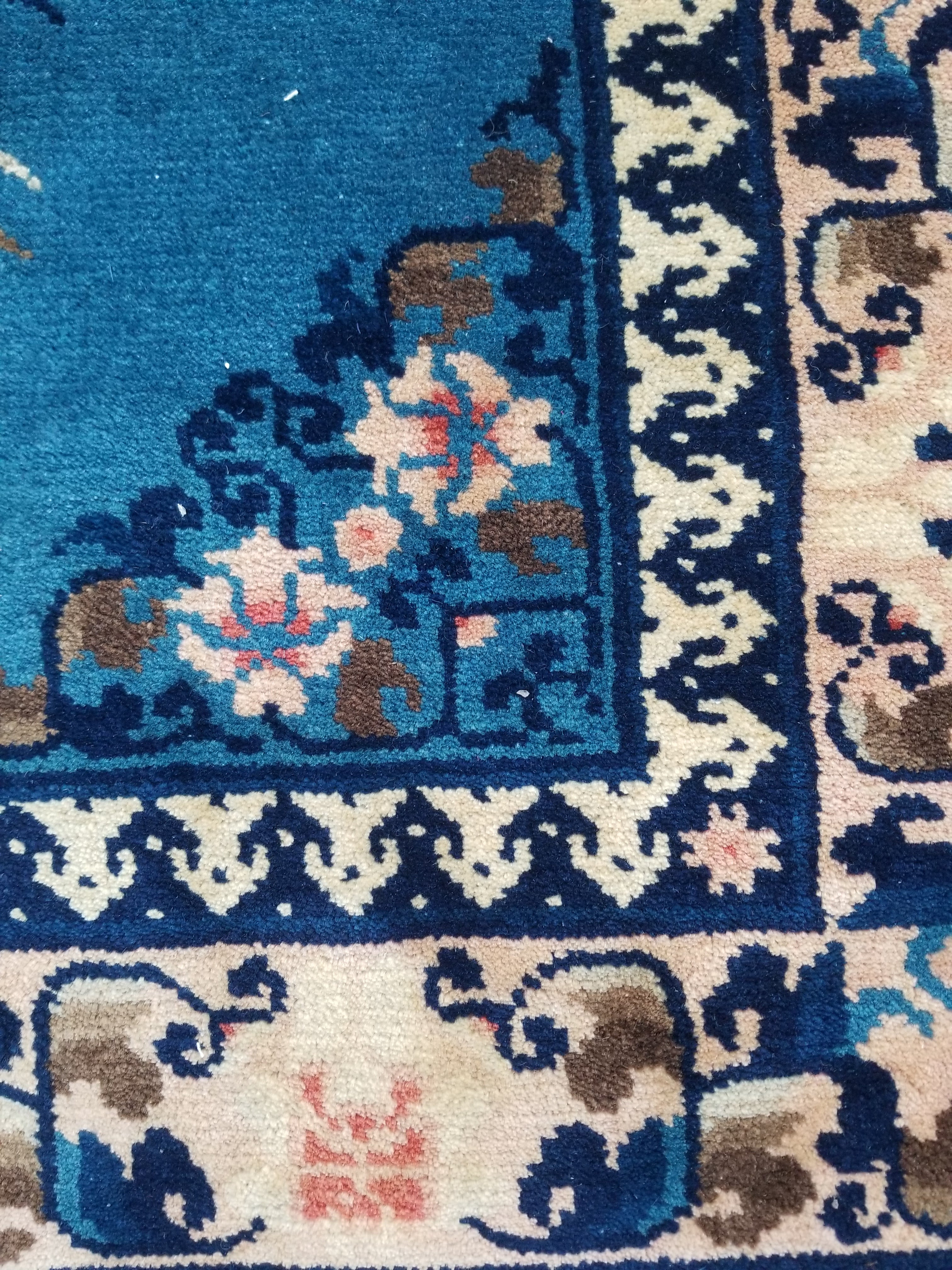 Antique Traditional Handmade Chinese Art Deco Wool Runner Rug 360x78cm