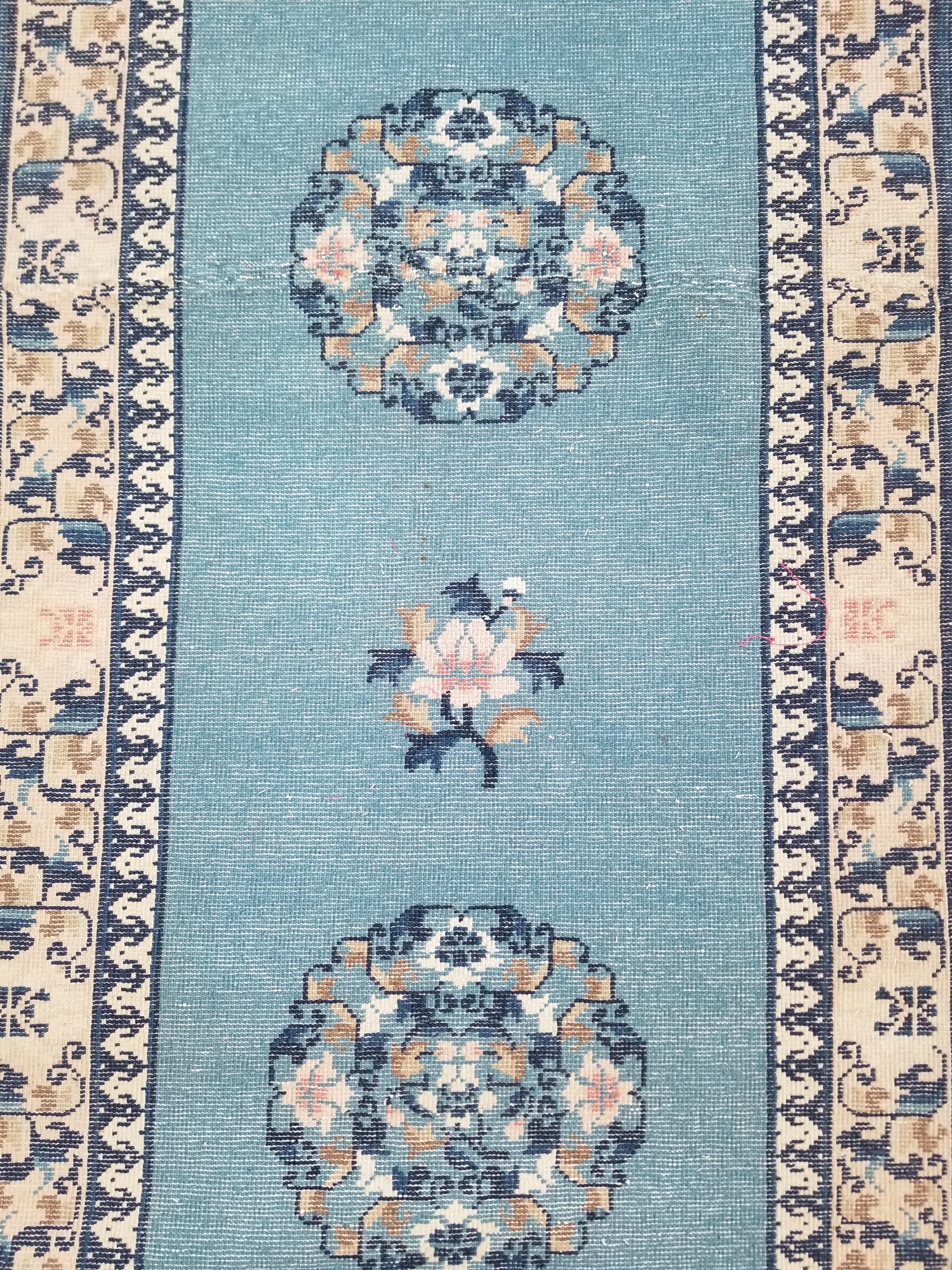 Antique Traditional Handmade Chinese Art Deco Wool Runner Rug 360x78cm