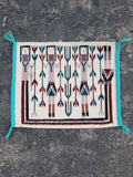 Vintage Traditional Handmade Native American Navajo Yei Wool Rug 47x38cm