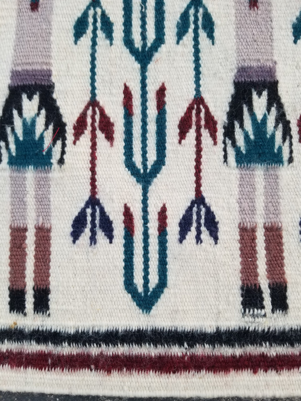Vintage Traditional Handmade Native American Navajo Yei Wool Rug 47x38cm