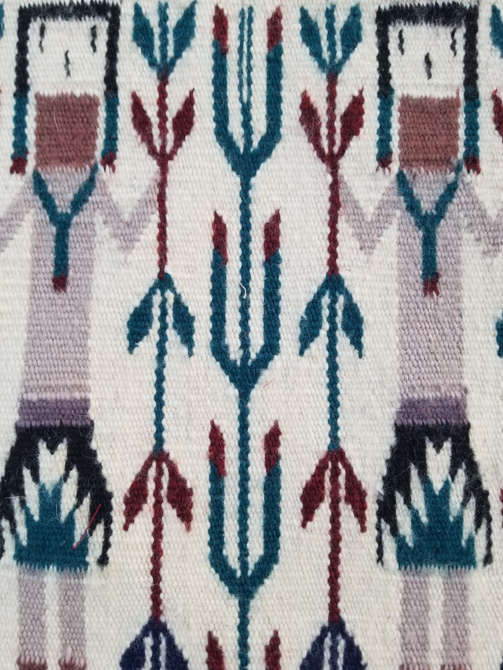 Vintage Traditional Handmade Native American Navajo Yei Wool Rug 47x38cm